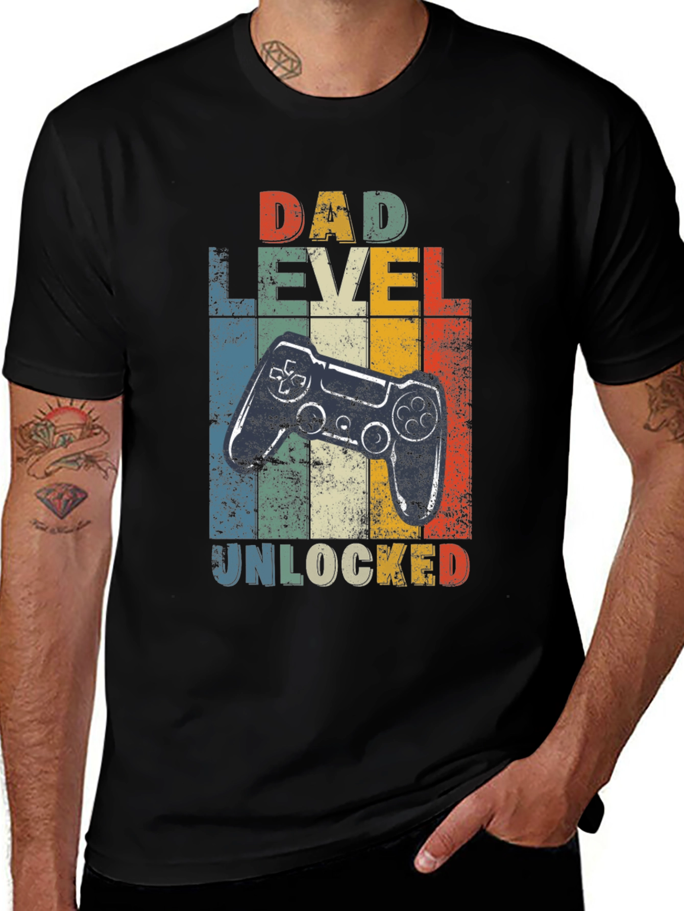 Dad Level Unlocked Graphic Tee - Gamer Dad Shirt