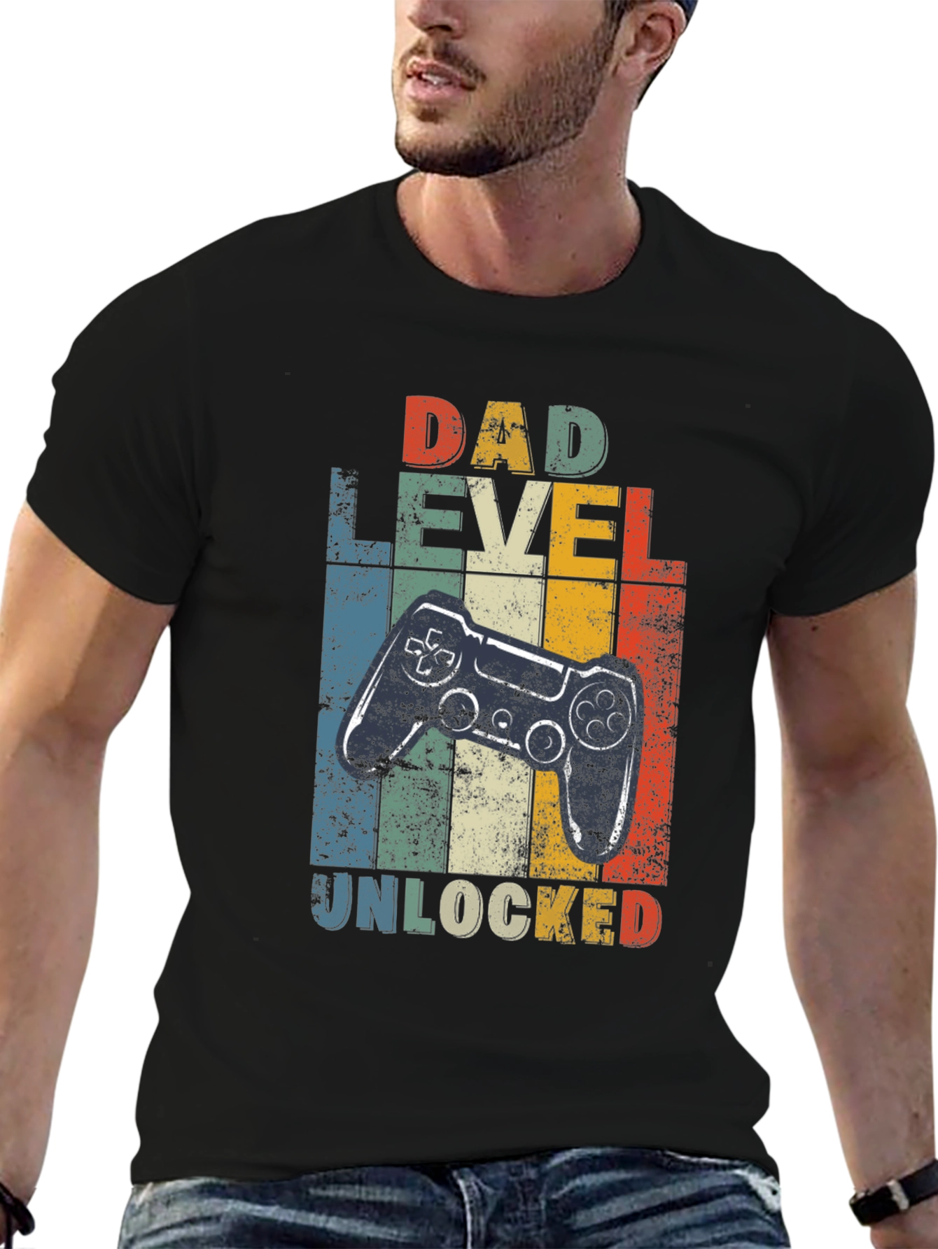 Dad Level Unlocked Graphic Tee - Gamer Dad Shirt