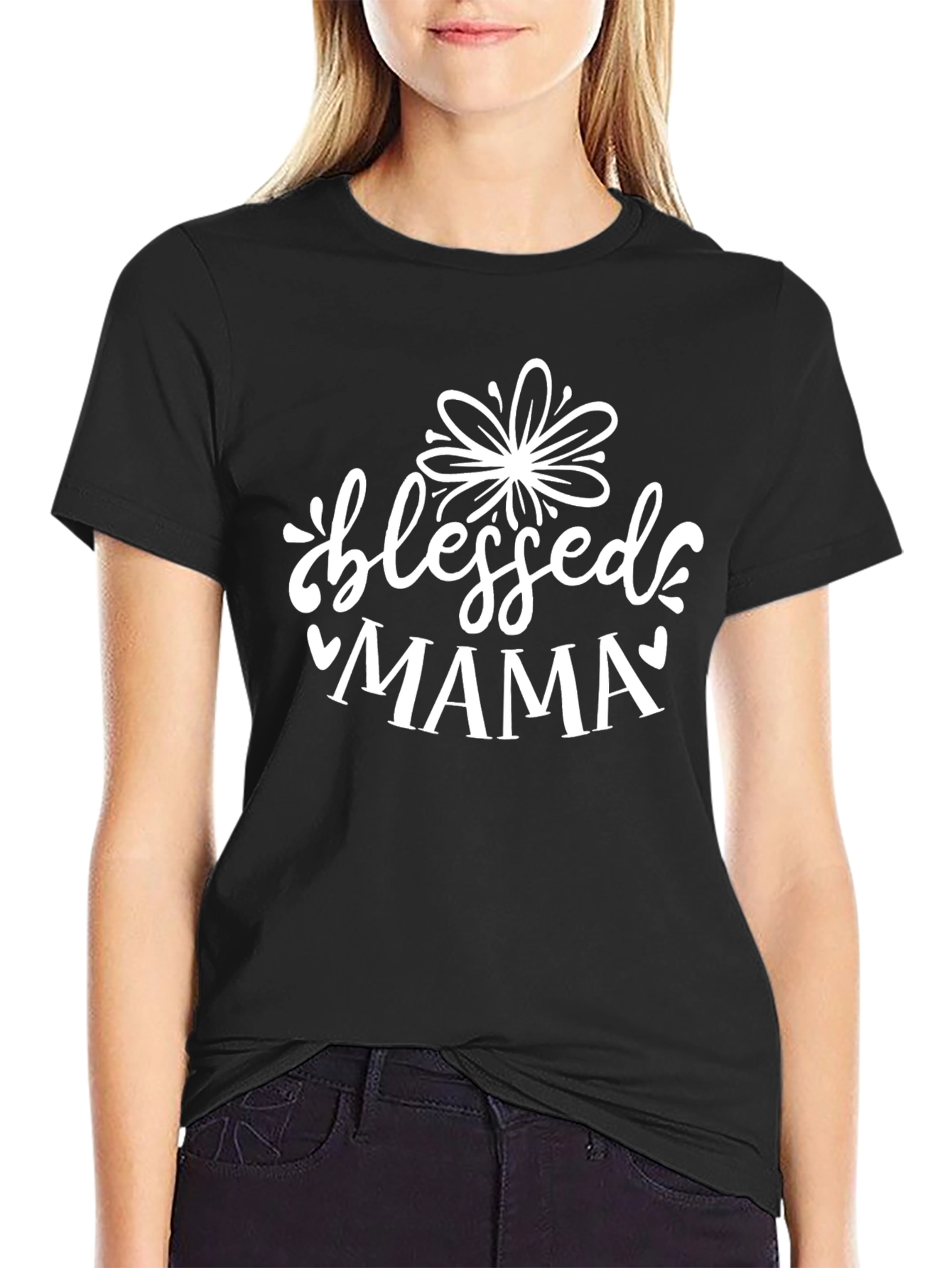 Blessed Mama Graphic Tee - Black T-Shirt