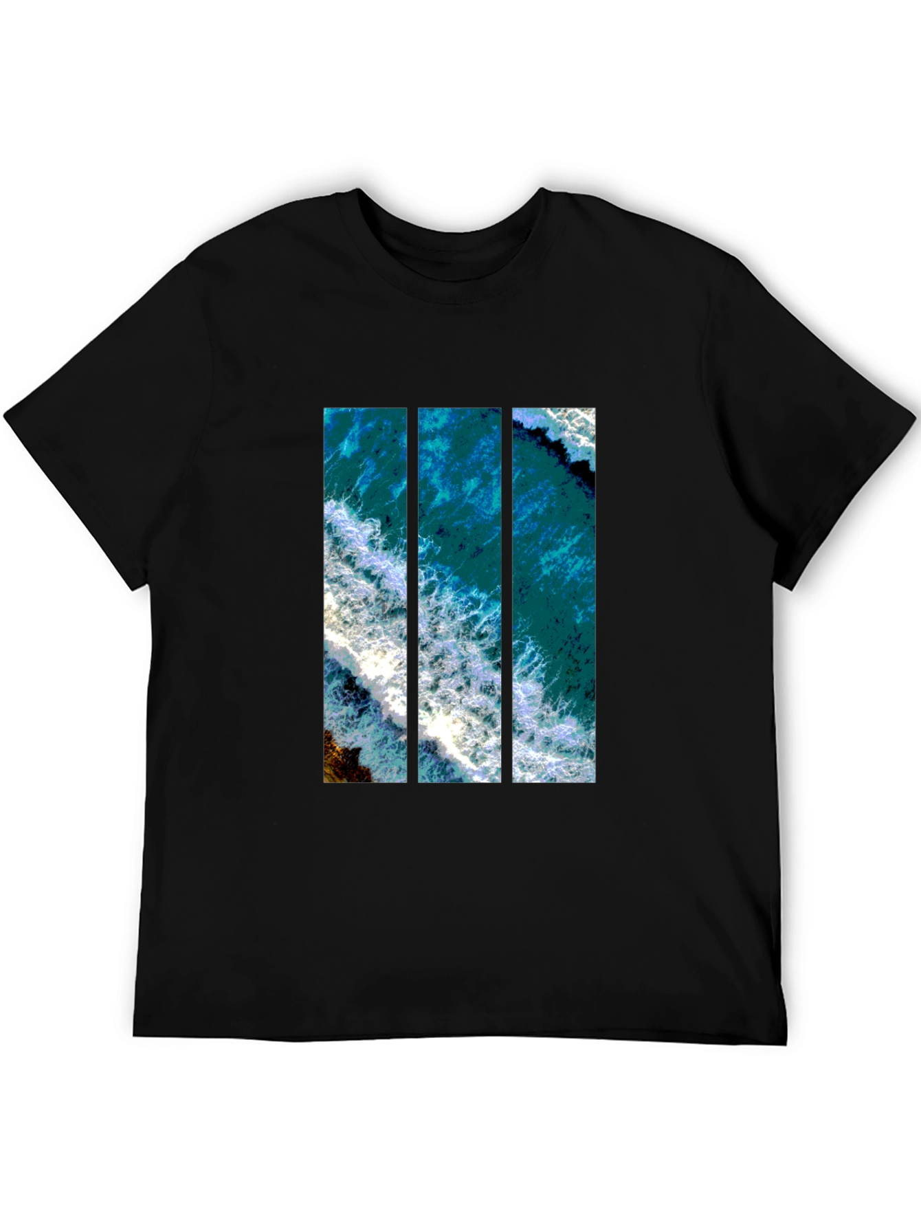 Ocean View Graphic Print Mens Black T-Shirt