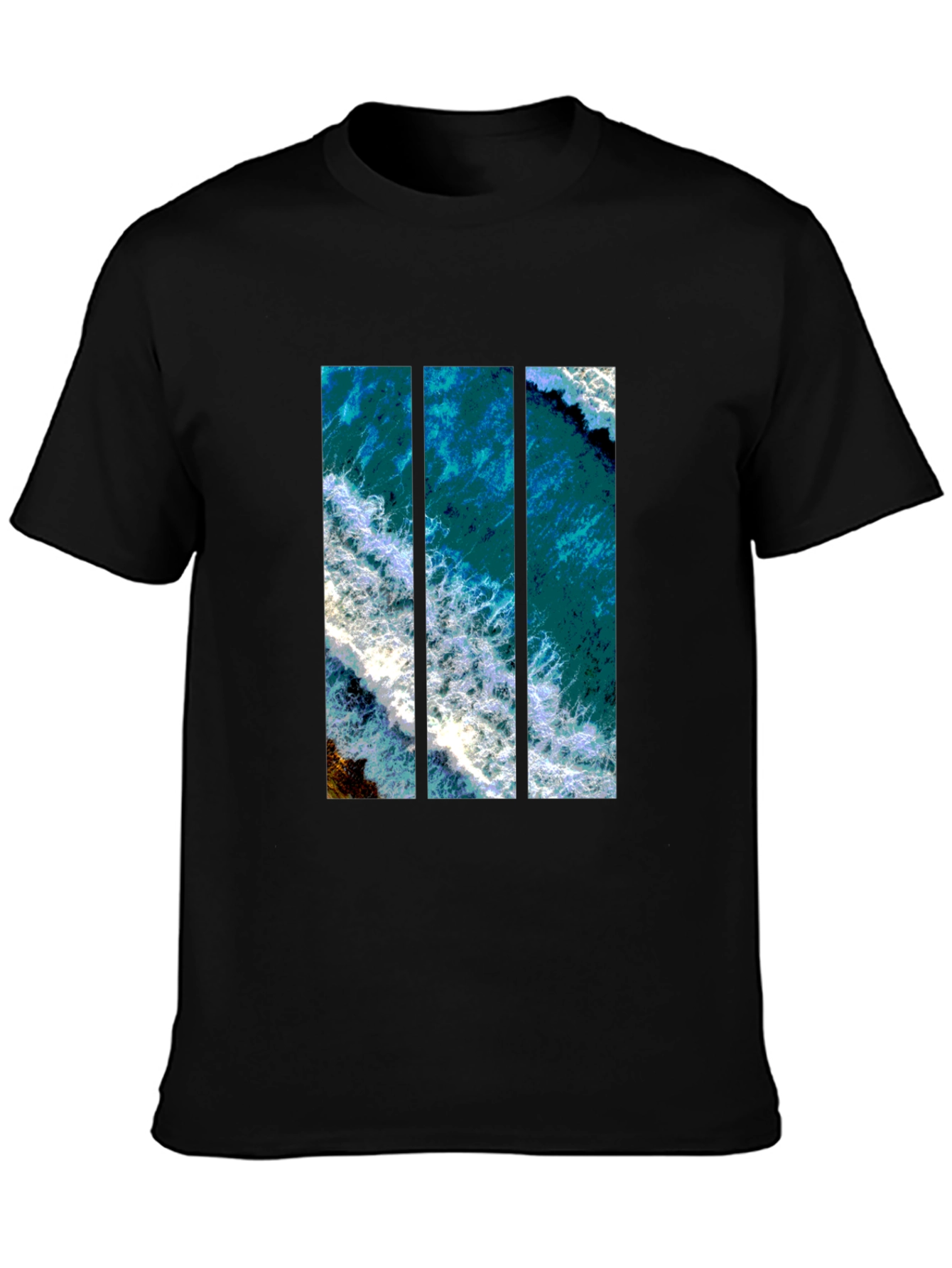Ocean View Graphic Print Mens Black T-Shirt
