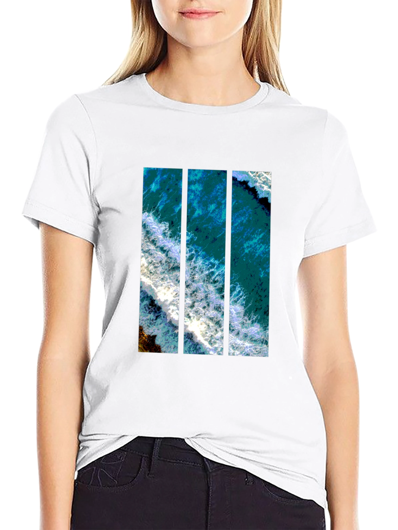 Ocean View Graphic Print Mens Black T-Shirt