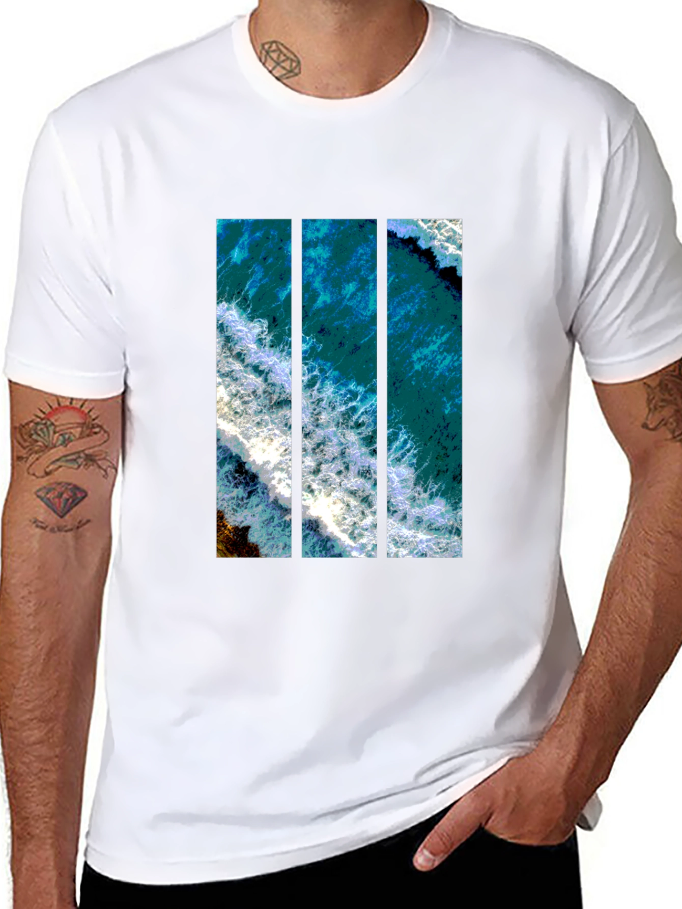Ocean View Graphic Print Mens Black T-Shirt