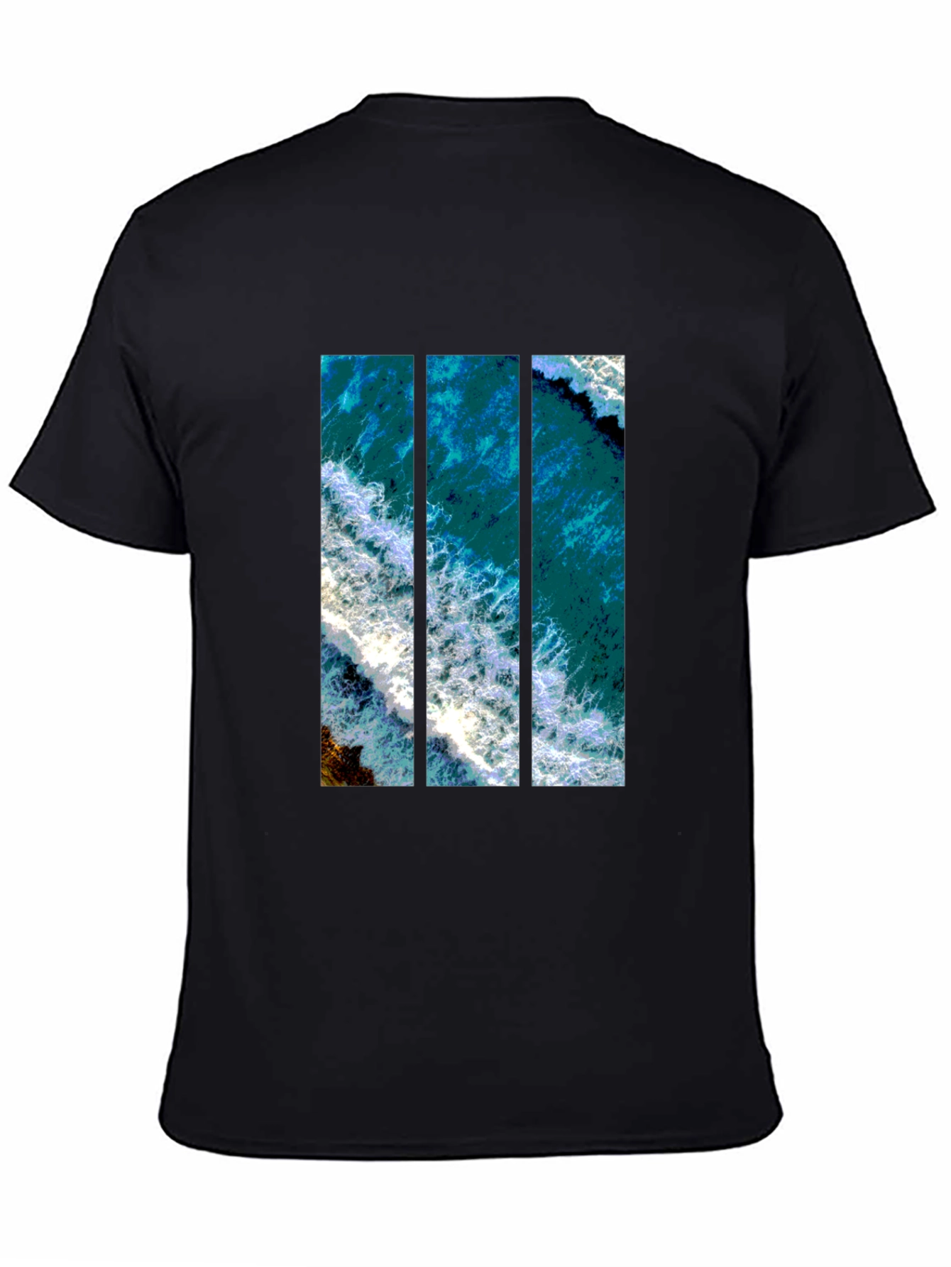 Ocean View Graphic Print Mens Black T-Shirt
