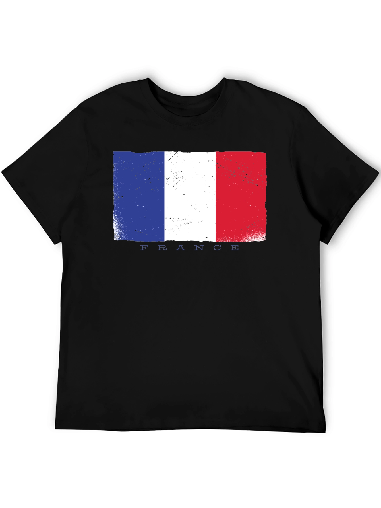 France Flag Graphic Tee - Black Cotton T-Shirt