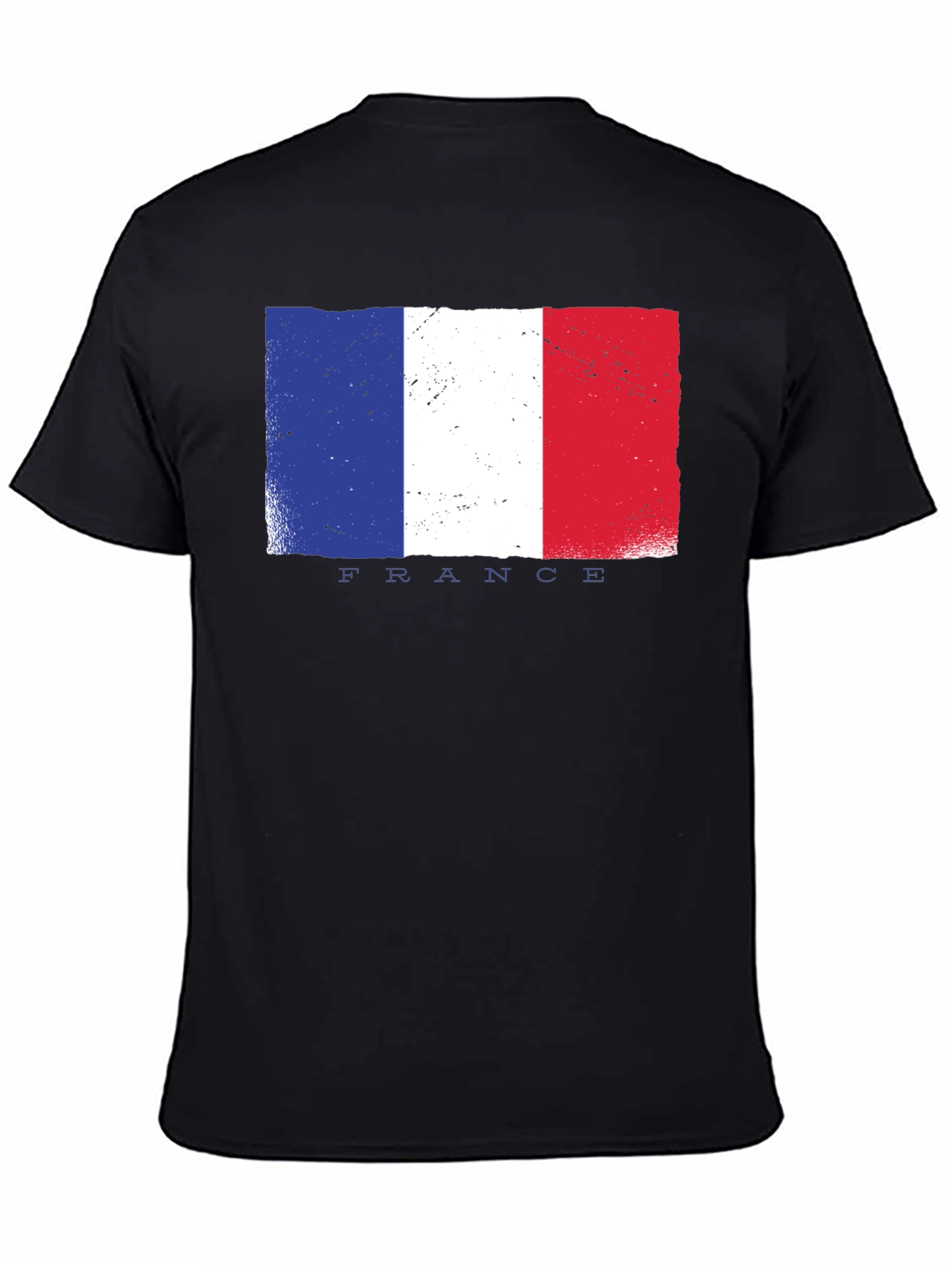 France Flag Graphic Tee - Black Cotton T-Shirt