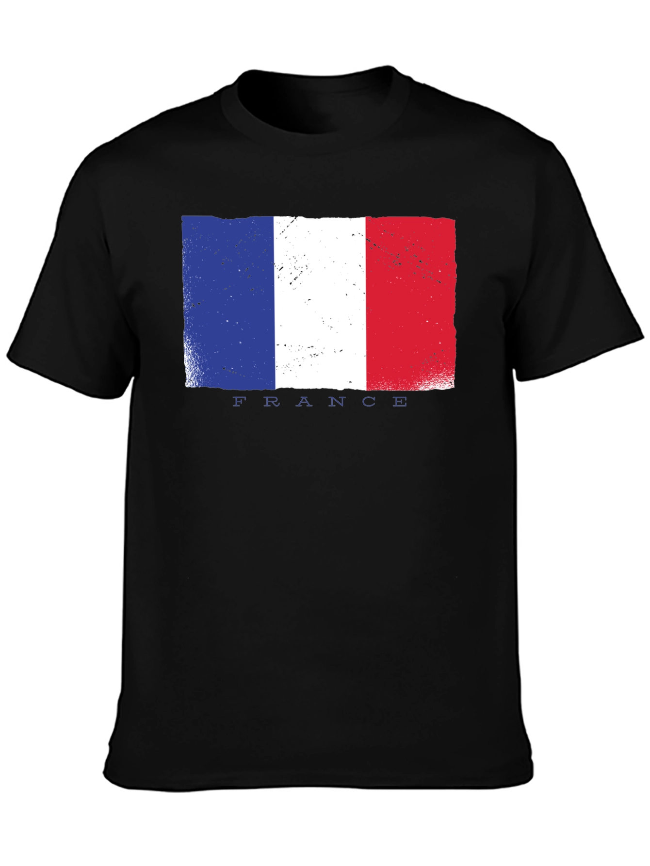 France Flag Graphic Tee - Black Cotton T-Shirt