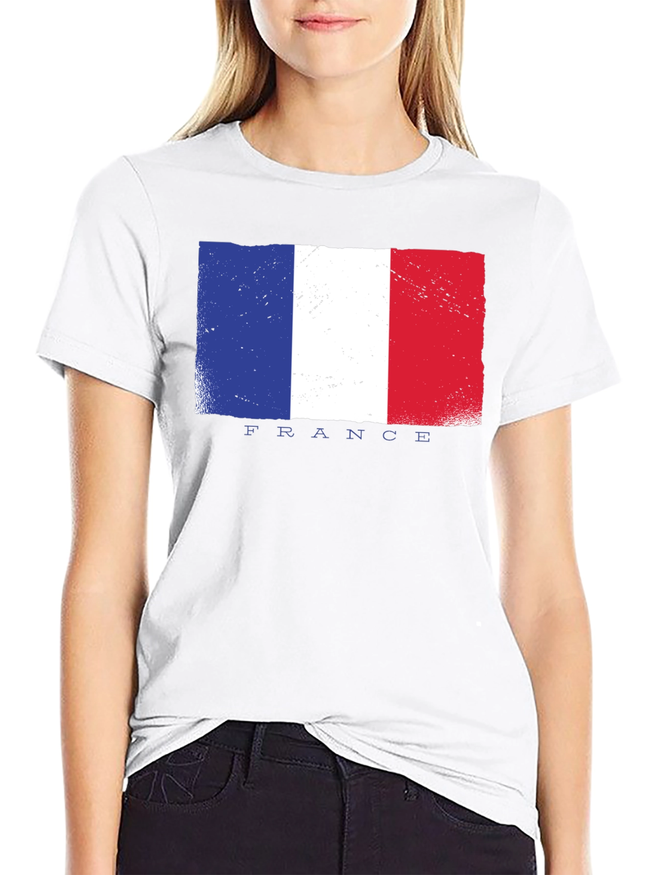 France Flag Graphic Tee - Black Cotton T-Shirt