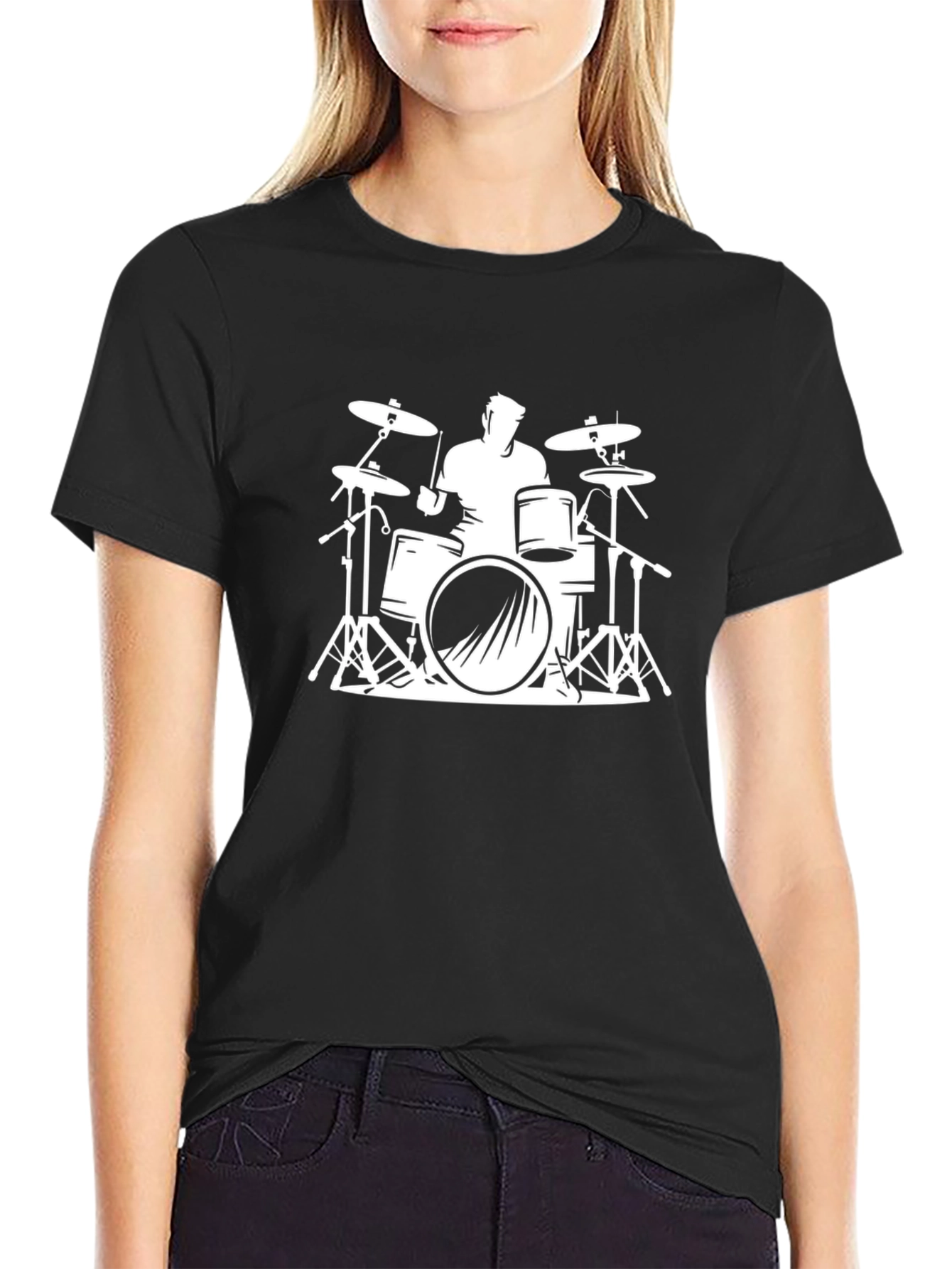 Drummer Graphic Tee - Black Cotton T-Shirt