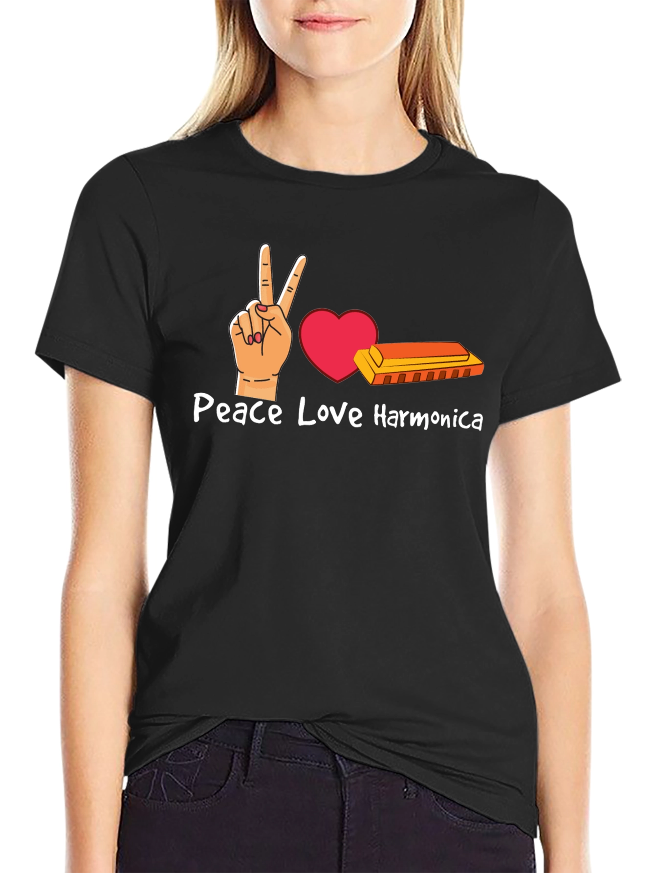 Peace Love Harmonica T-Shirt