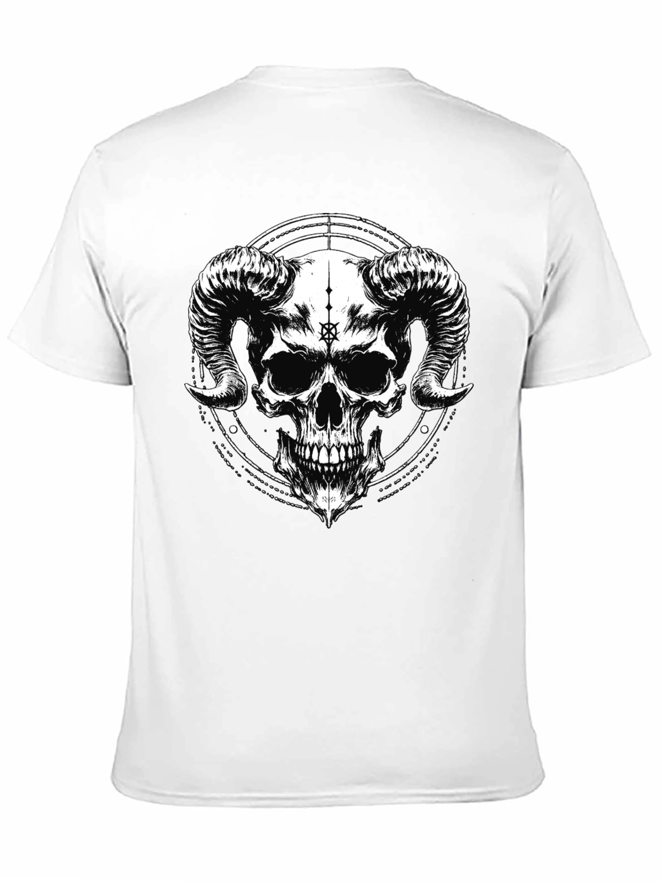 Dark Skull Horns Graphic Black T-Shirt