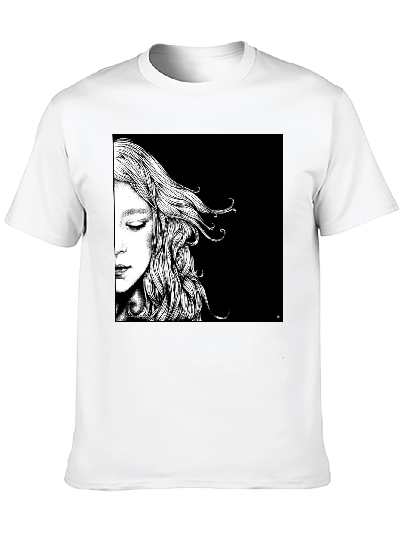 Artistic Woman Portrait Graphic Tee - Black