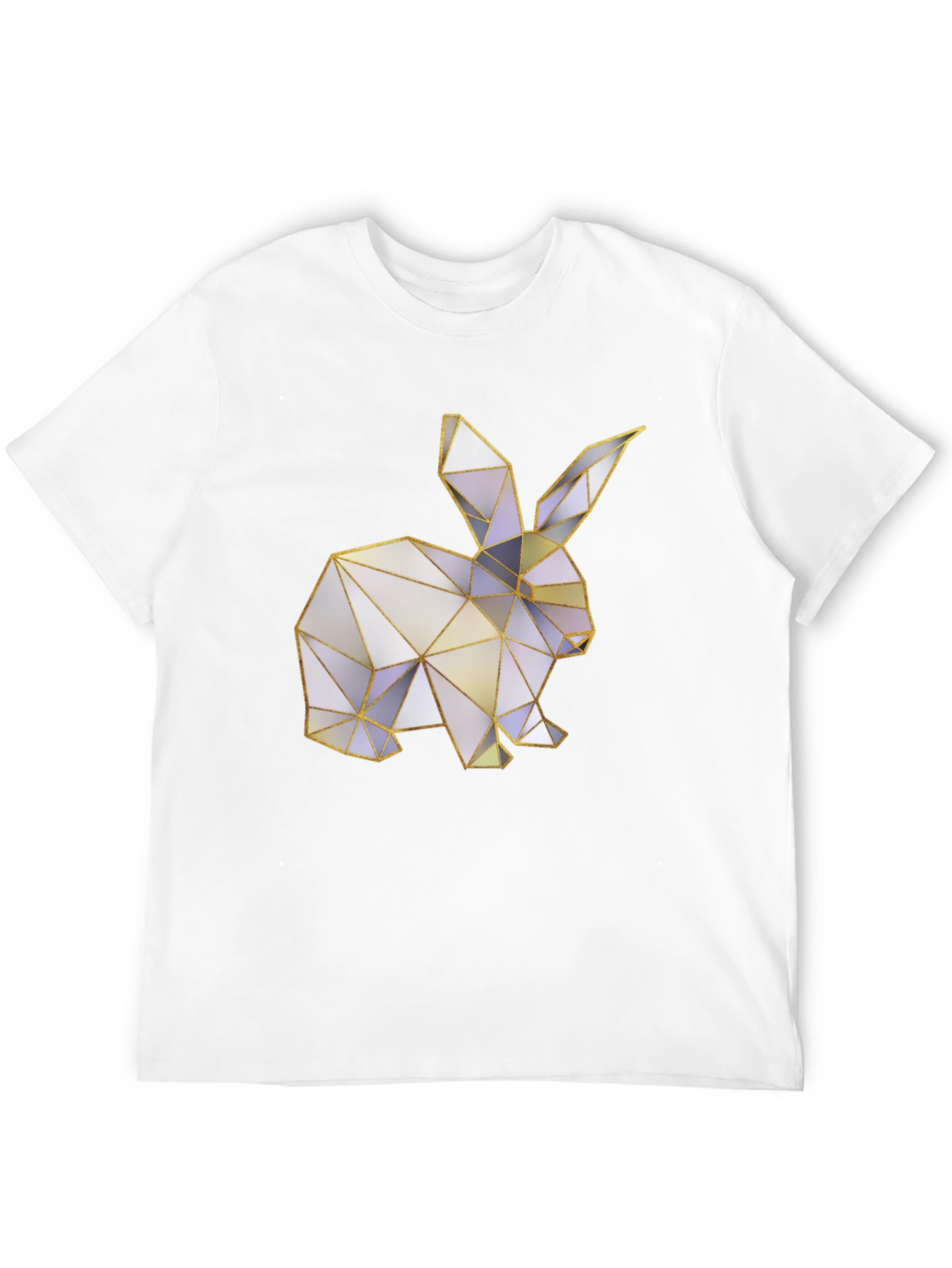 Geometric Bunny Graphic Tee - Black Casual T-Shirt