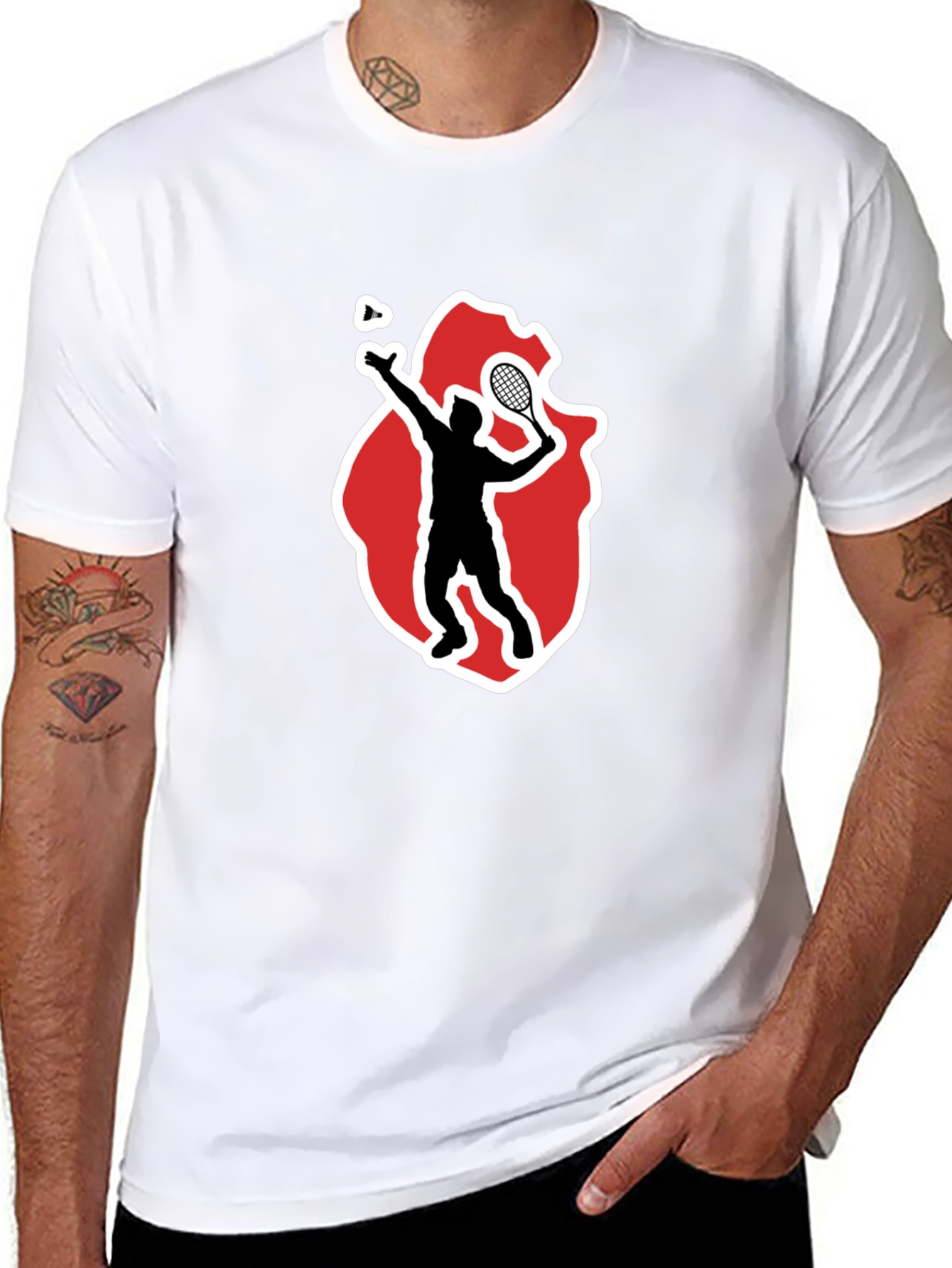 Badminton Player Graphic Tee - Sporty Black T-Shirt