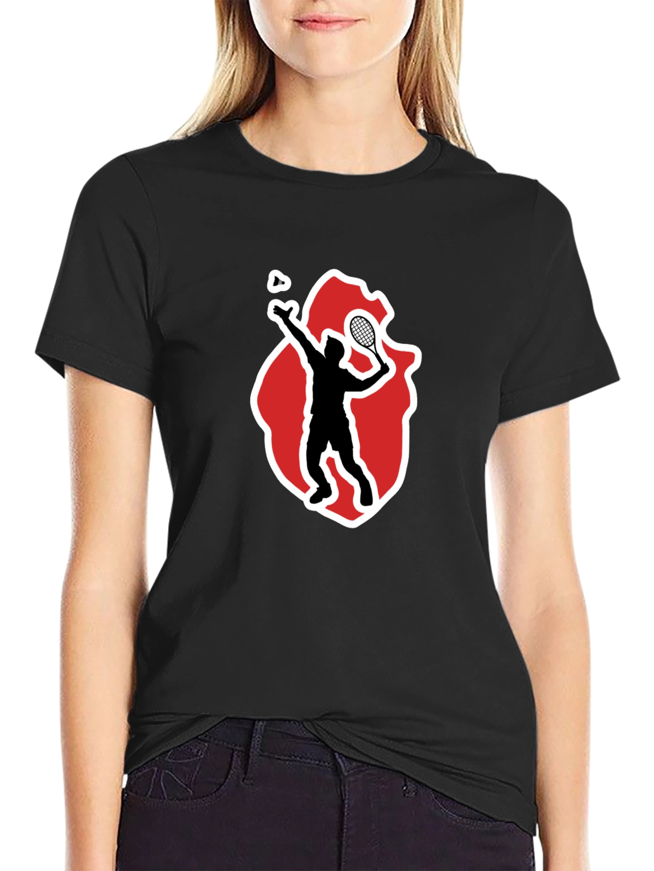 Badminton Player Graphic Tee - Sporty Black T-Shirt
