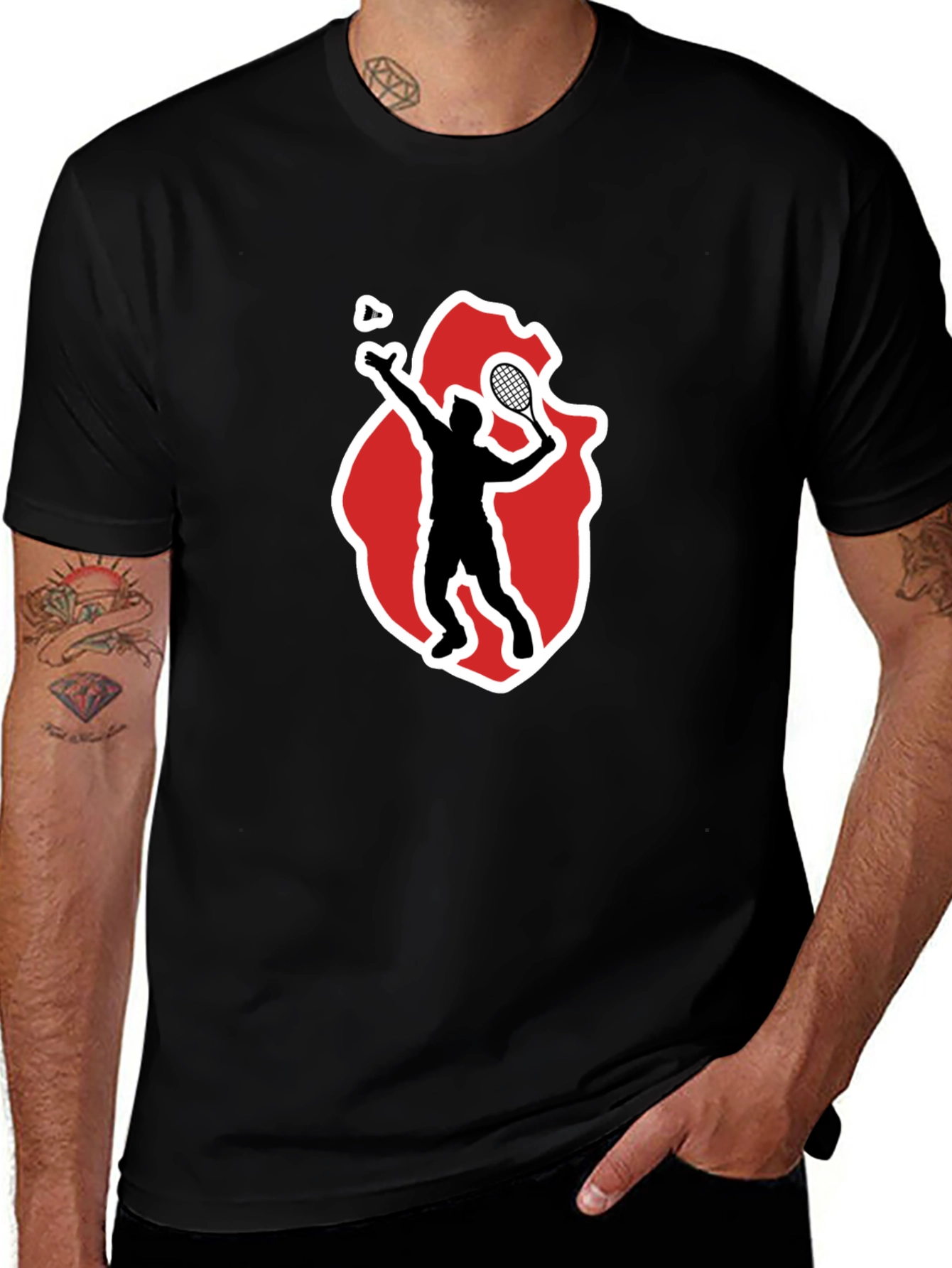 Badminton Player Graphic Tee - Sporty Black T-Shirt