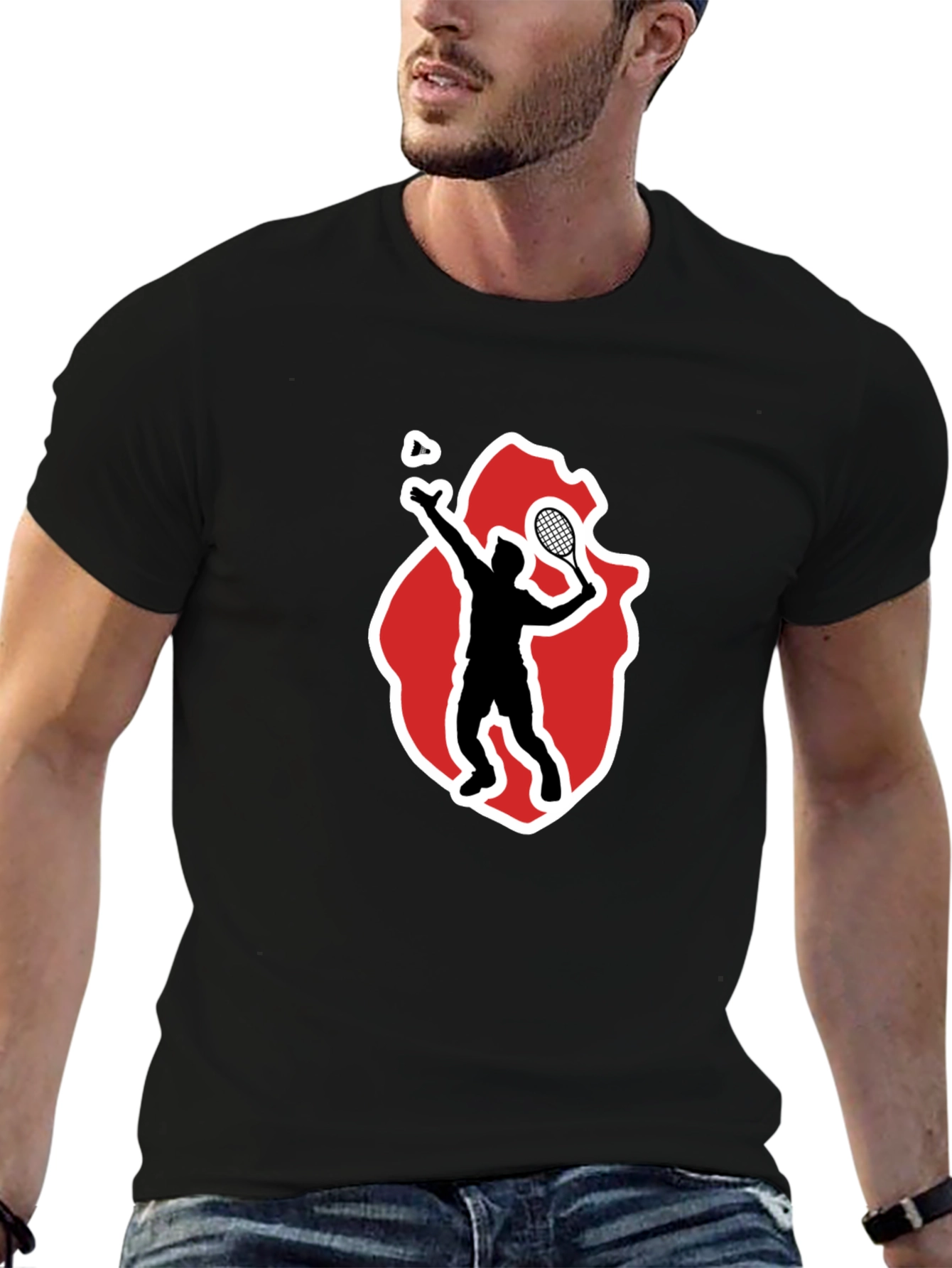 Badminton Player Graphic Tee - Sporty Black T-Shirt