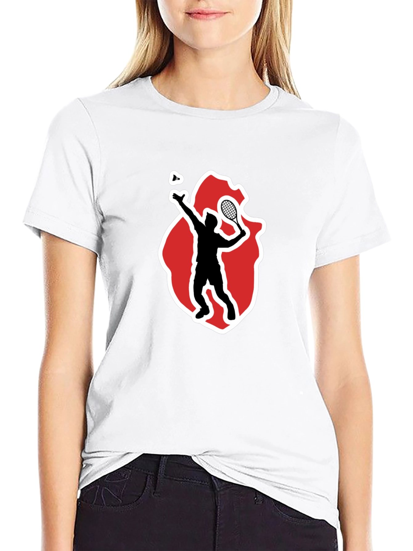 Badminton Player Graphic Tee - Sporty Black T-Shirt