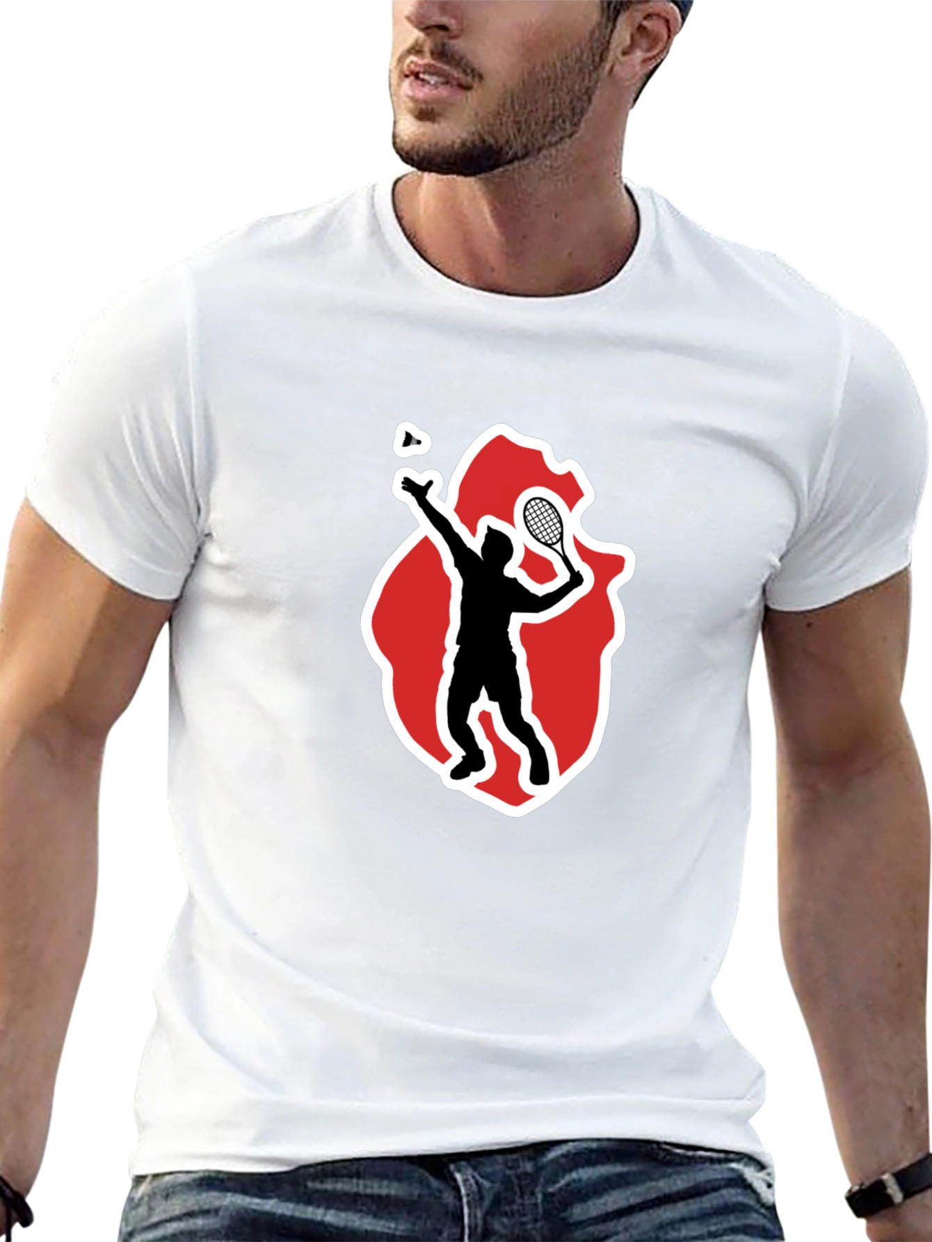 Badminton Player Graphic Tee - Sporty Black T-Shirt