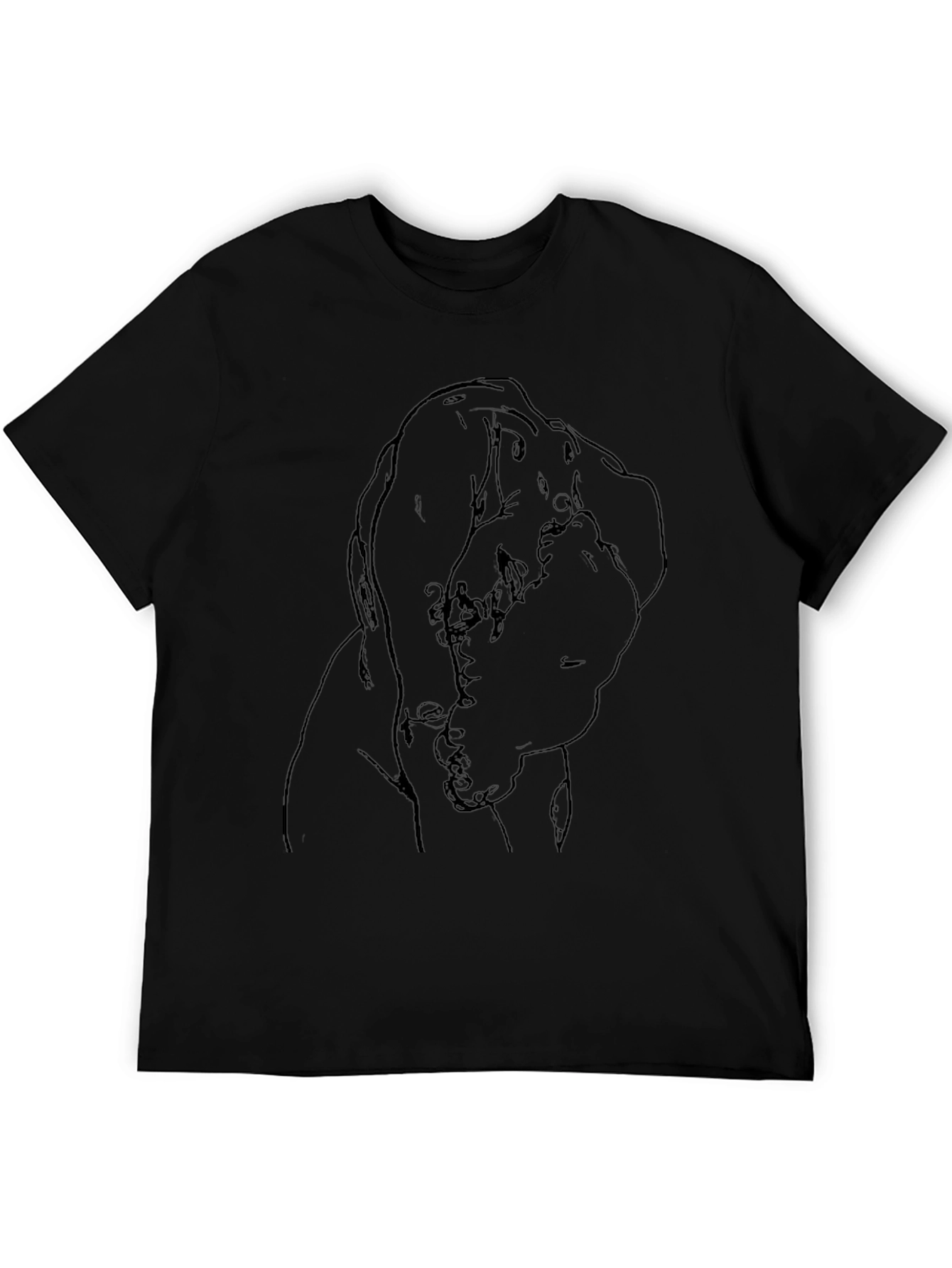 Abstract Line Art Graphic Tee - Unisex Black T-Shirt