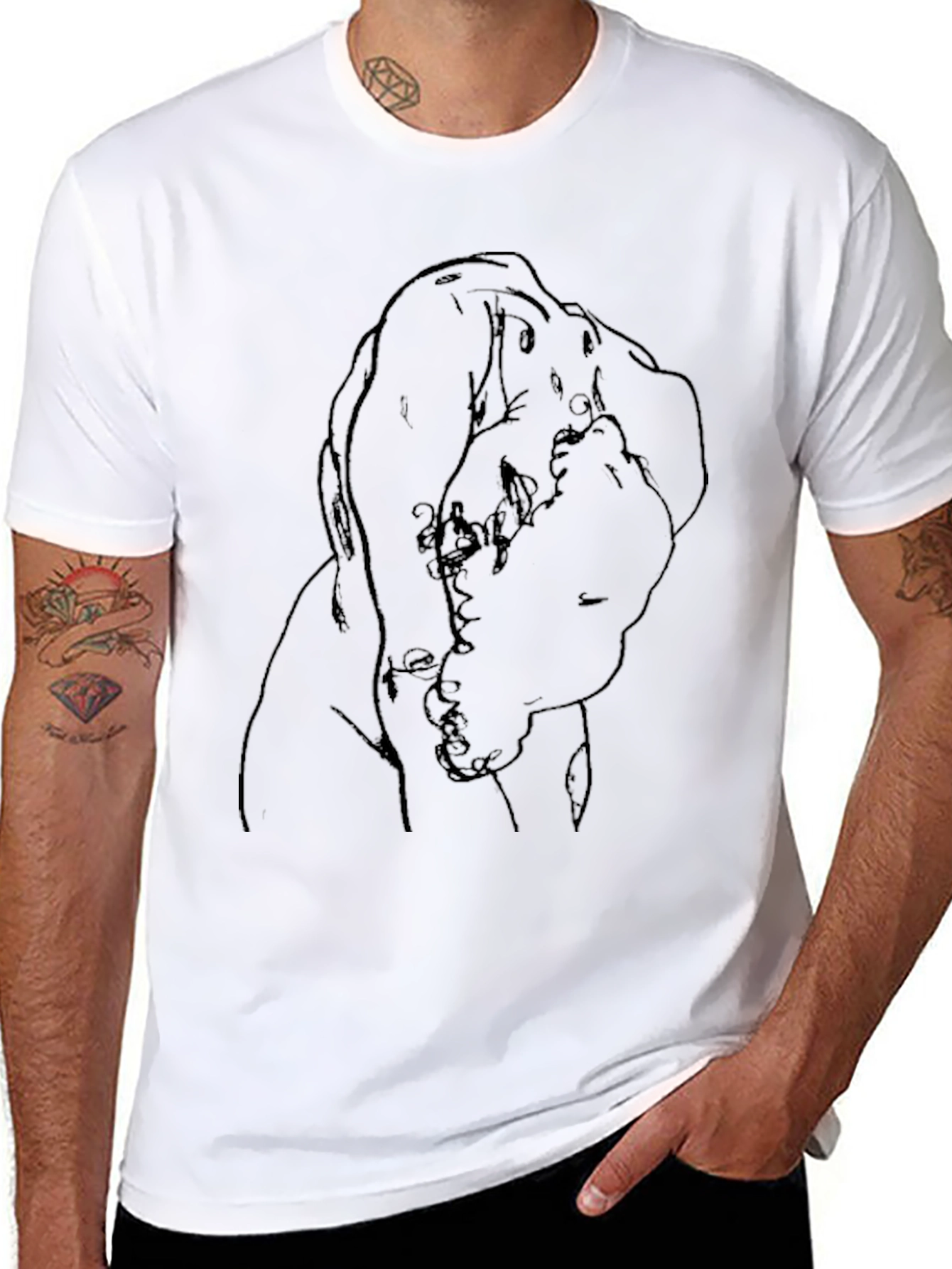 Abstract Line Art Graphic Tee - Unisex Black T-Shirt