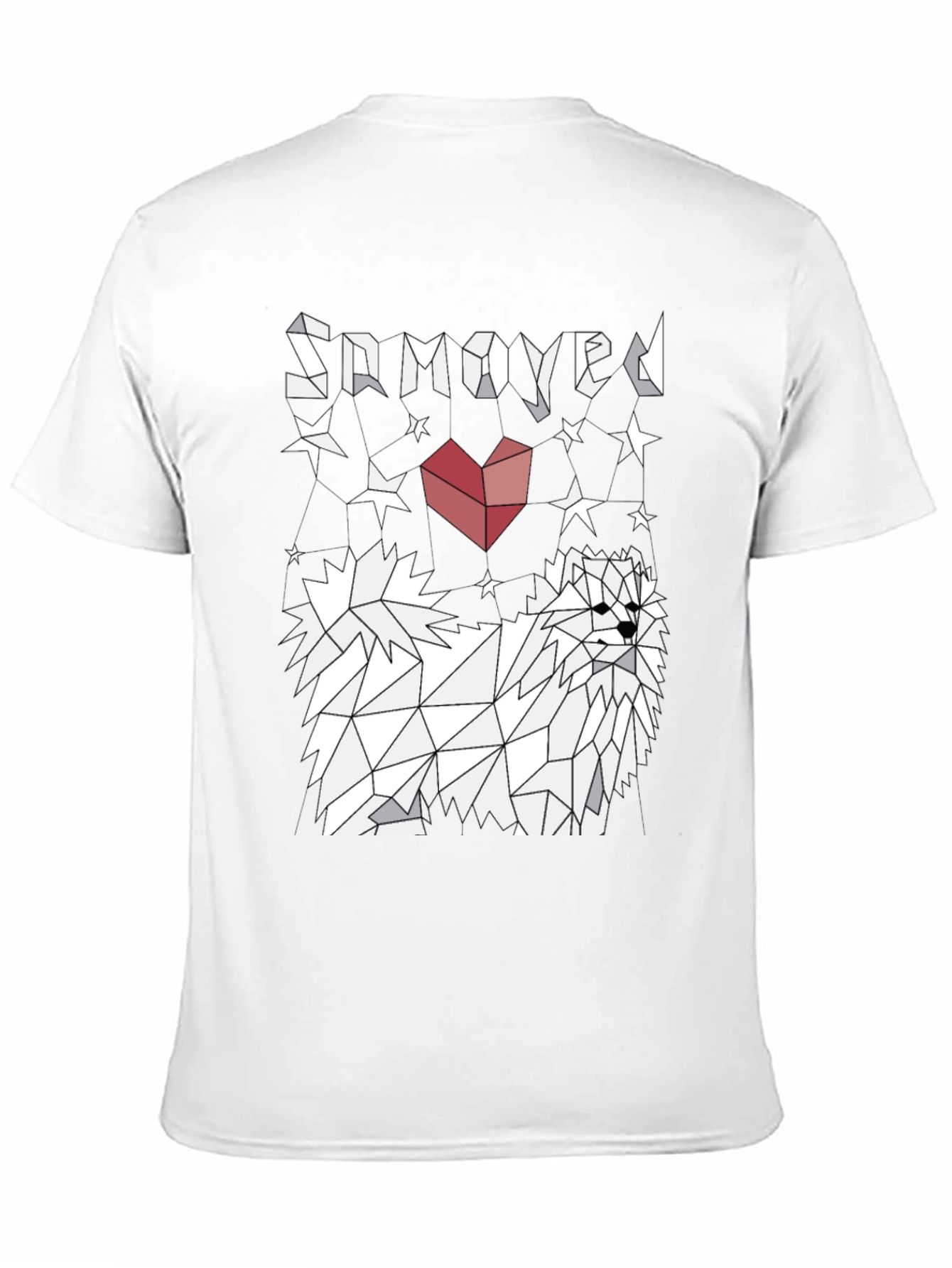Geometric Samoyed Dog Graphic Tee - Modern Art Shirt
