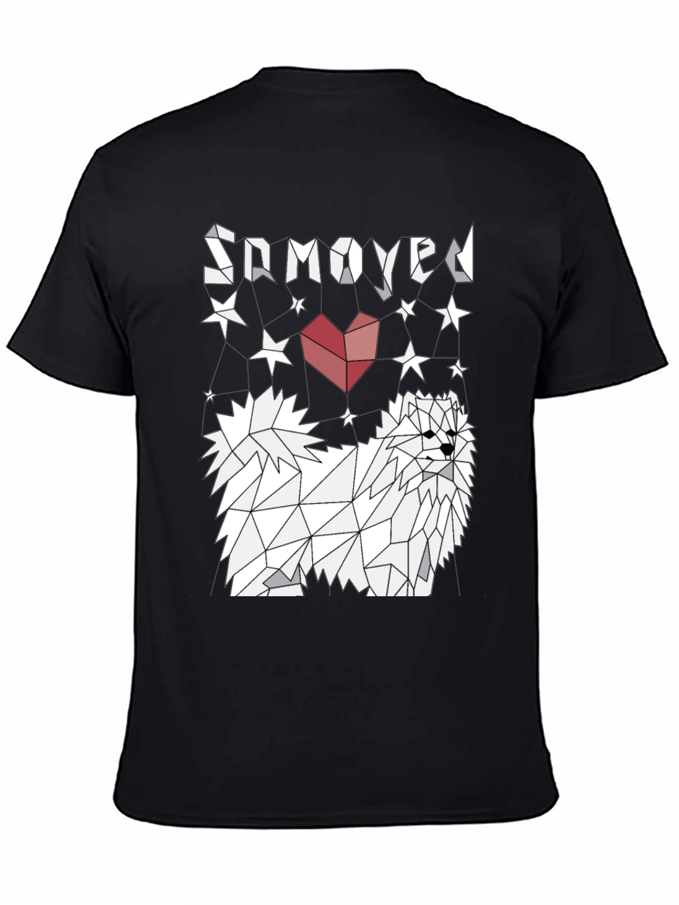 Geometric Samoyed Dog Graphic Tee - Modern Art Shirt
