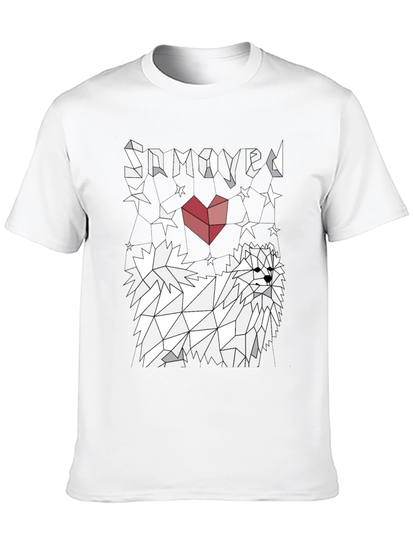 Geometric Samoyed Dog Graphic Tee - Modern Art Shirt