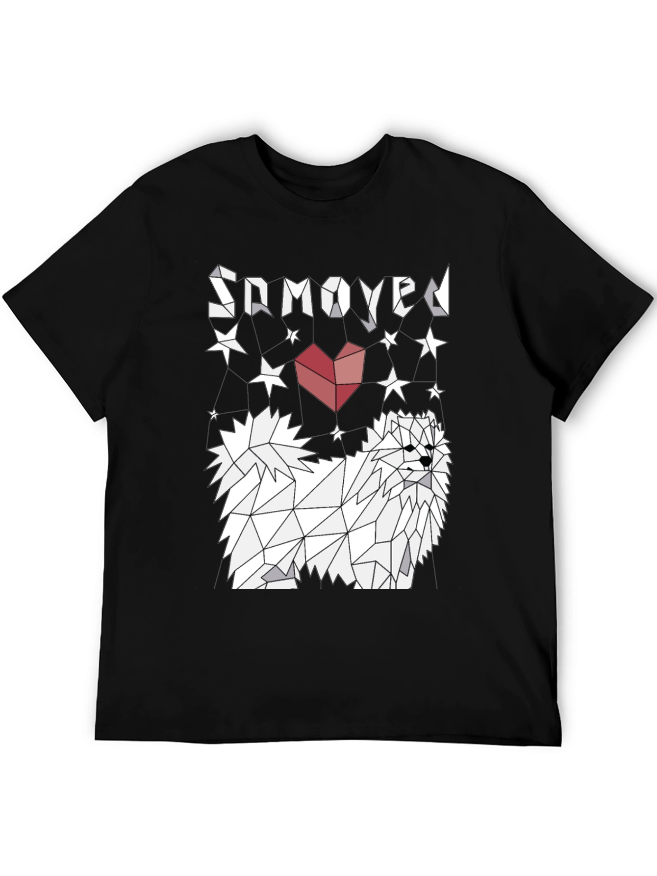 Geometric Samoyed Dog Graphic Tee - Modern Art Shirt