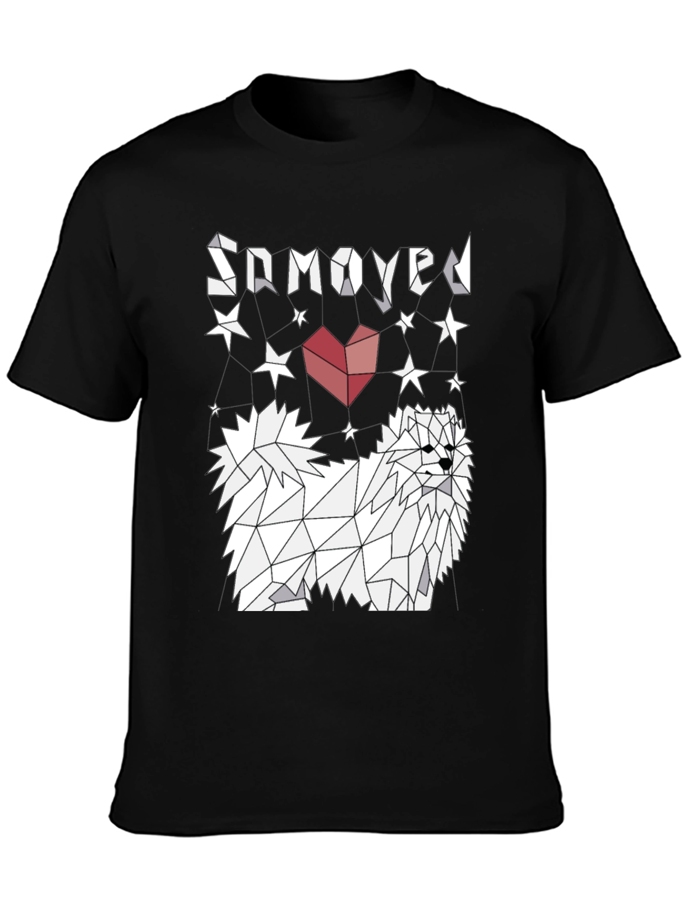Geometric Samoyed Dog Graphic Tee - Modern Art Shirt