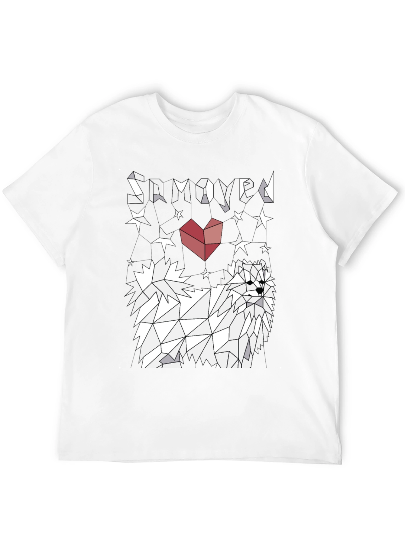 Geometric Samoyed Dog Graphic Tee - Modern Art Shirt