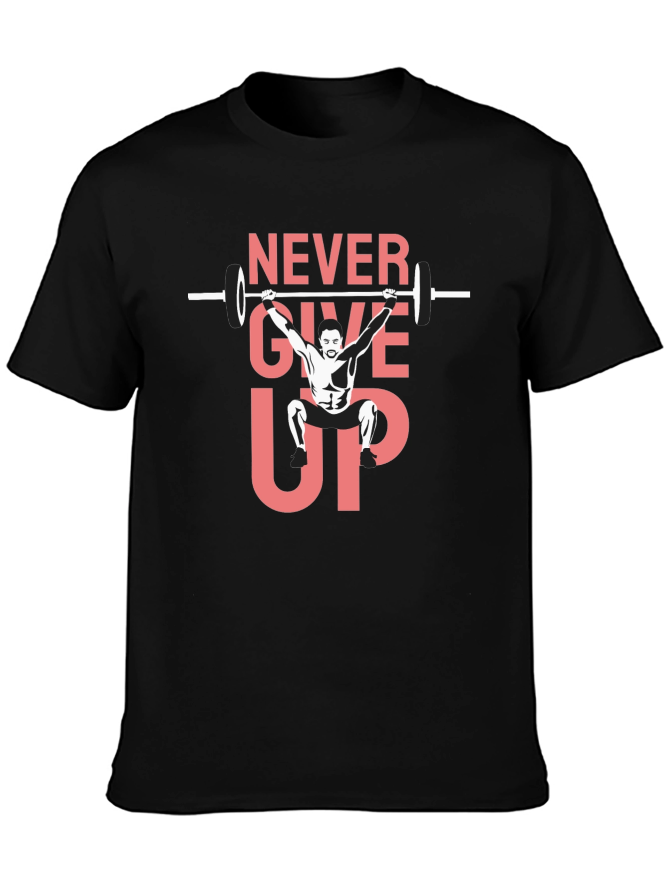 Never Give Up Weightlifting Graphic Tee - Black