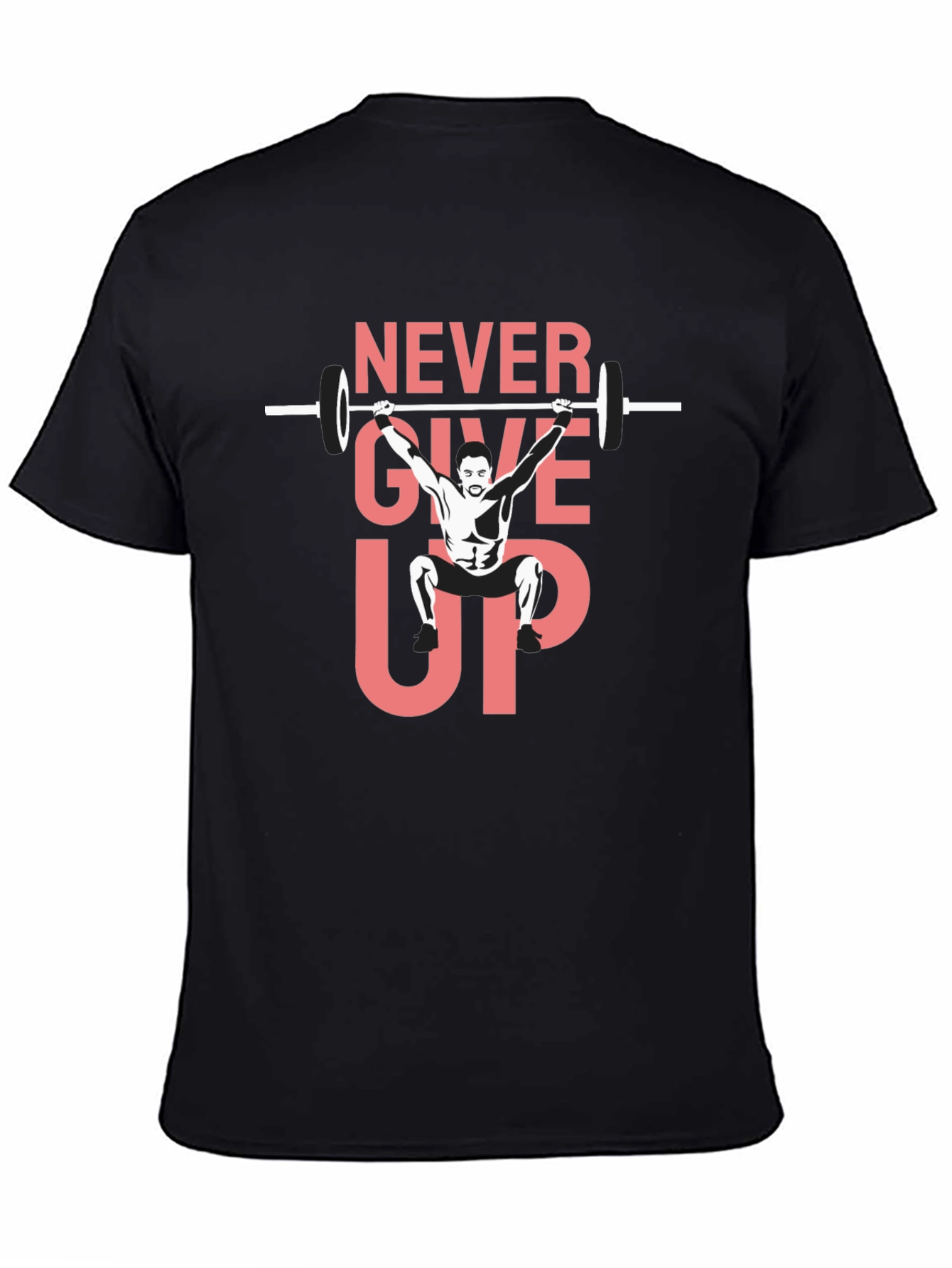 Never Give Up Weightlifting Graphic Tee - Black