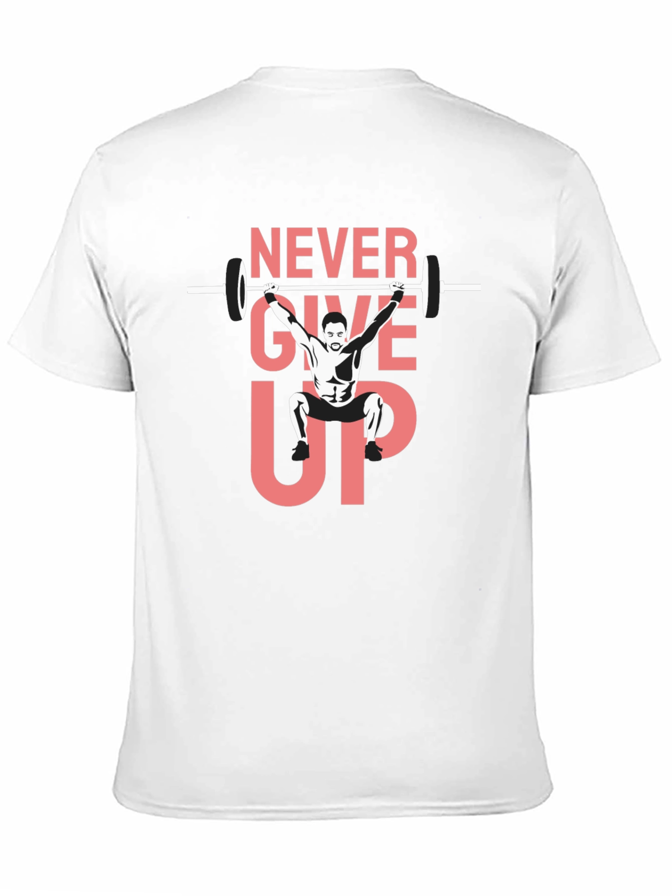 Never Give Up Weightlifting Graphic Tee - Black