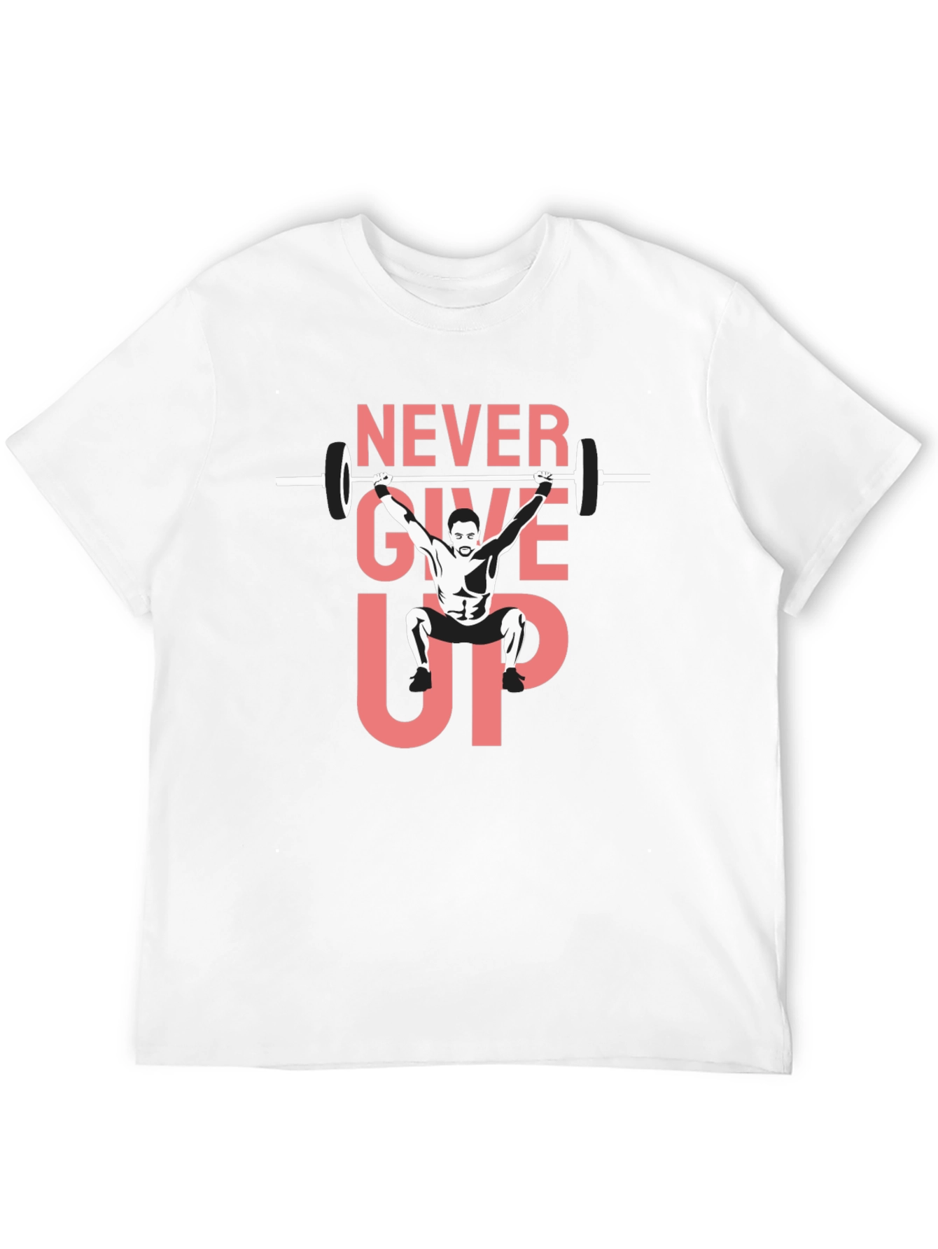 Never Give Up Weightlifting Graphic Tee - Black
