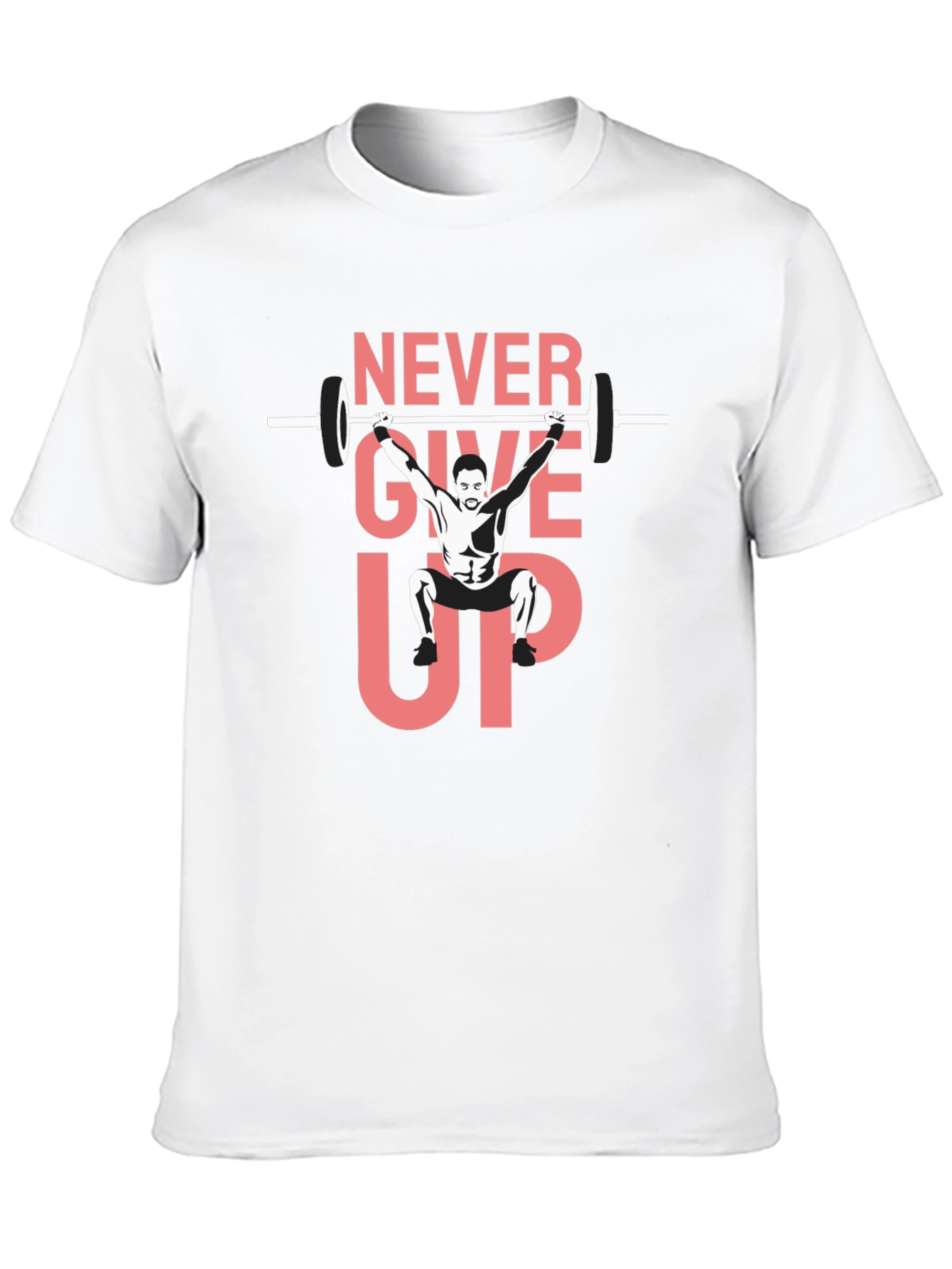 Never Give Up Weightlifting Graphic Tee - Black