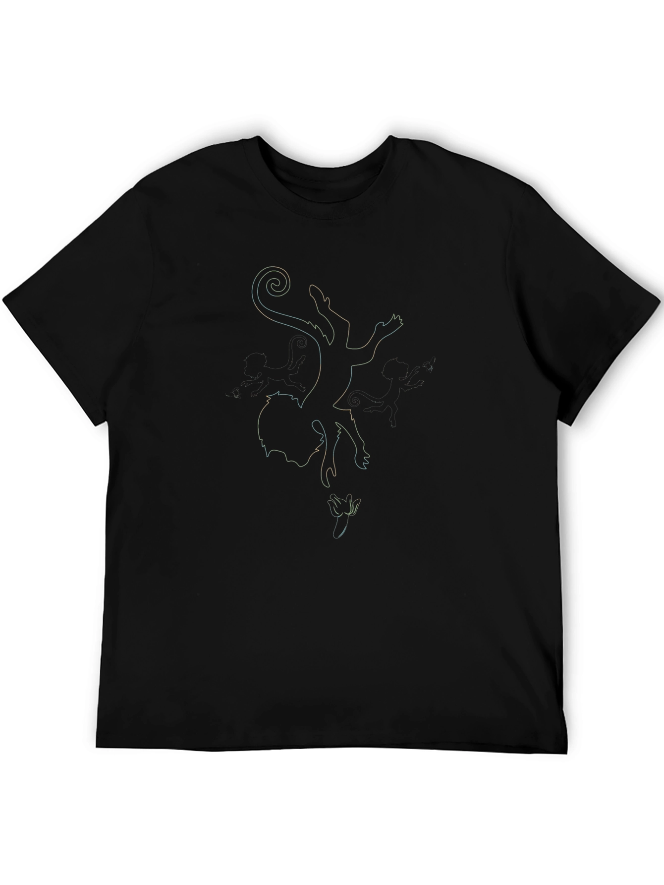 Monkey Outline Graphic Black T-Shirt