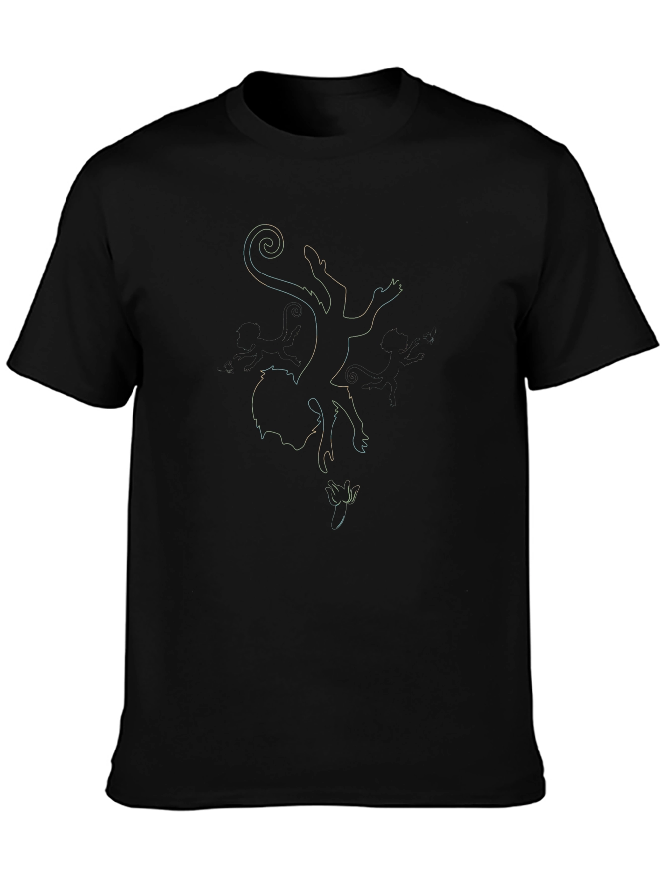 Monkey Outline Graphic Black T-Shirt