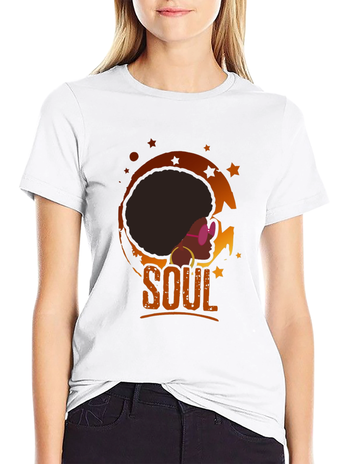 Soulful Afro T-Shirt - Retro Black Tee