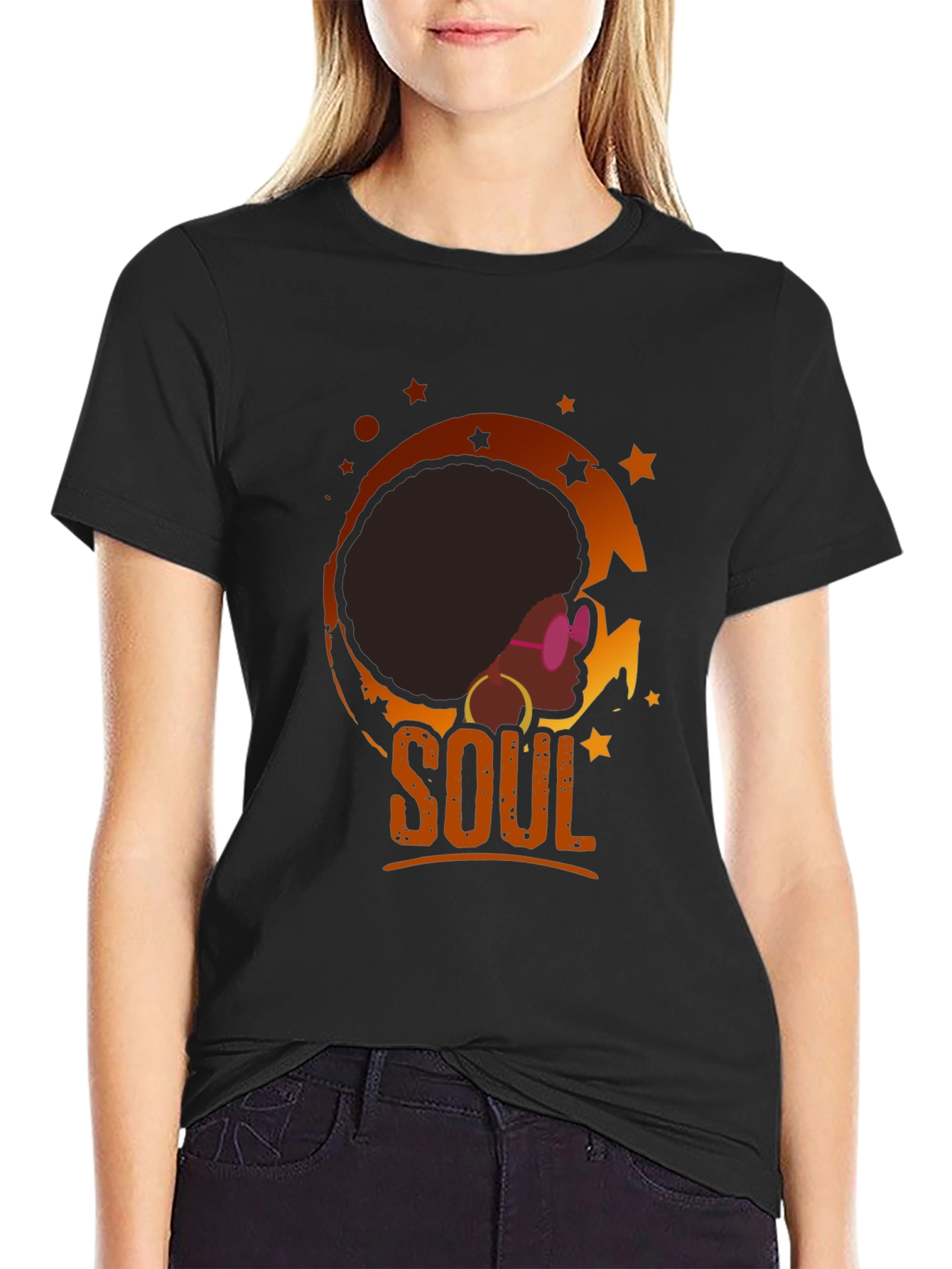 Soulful Afro T-Shirt - Retro Black Tee