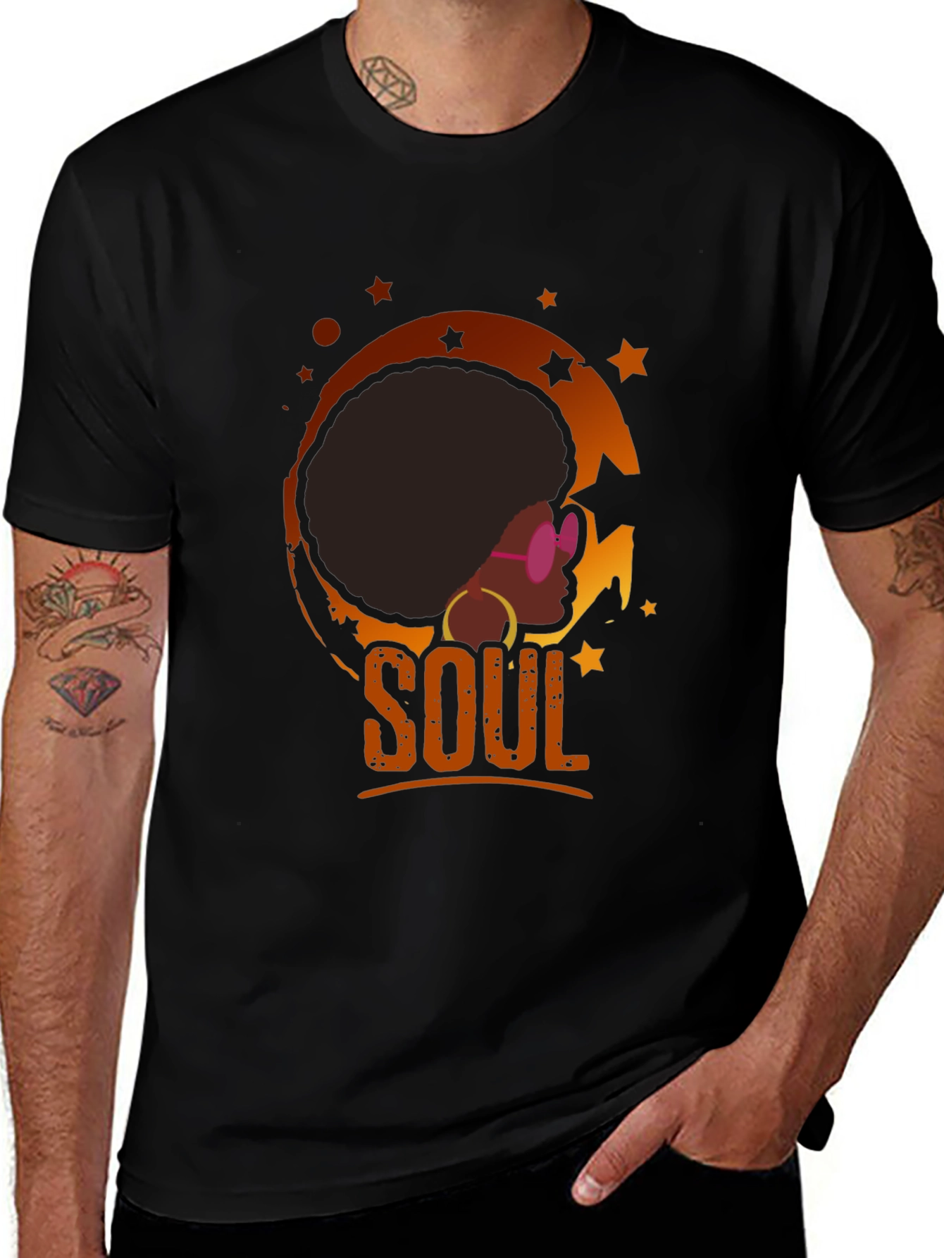 Soulful Afro T-Shirt - Retro Black Tee