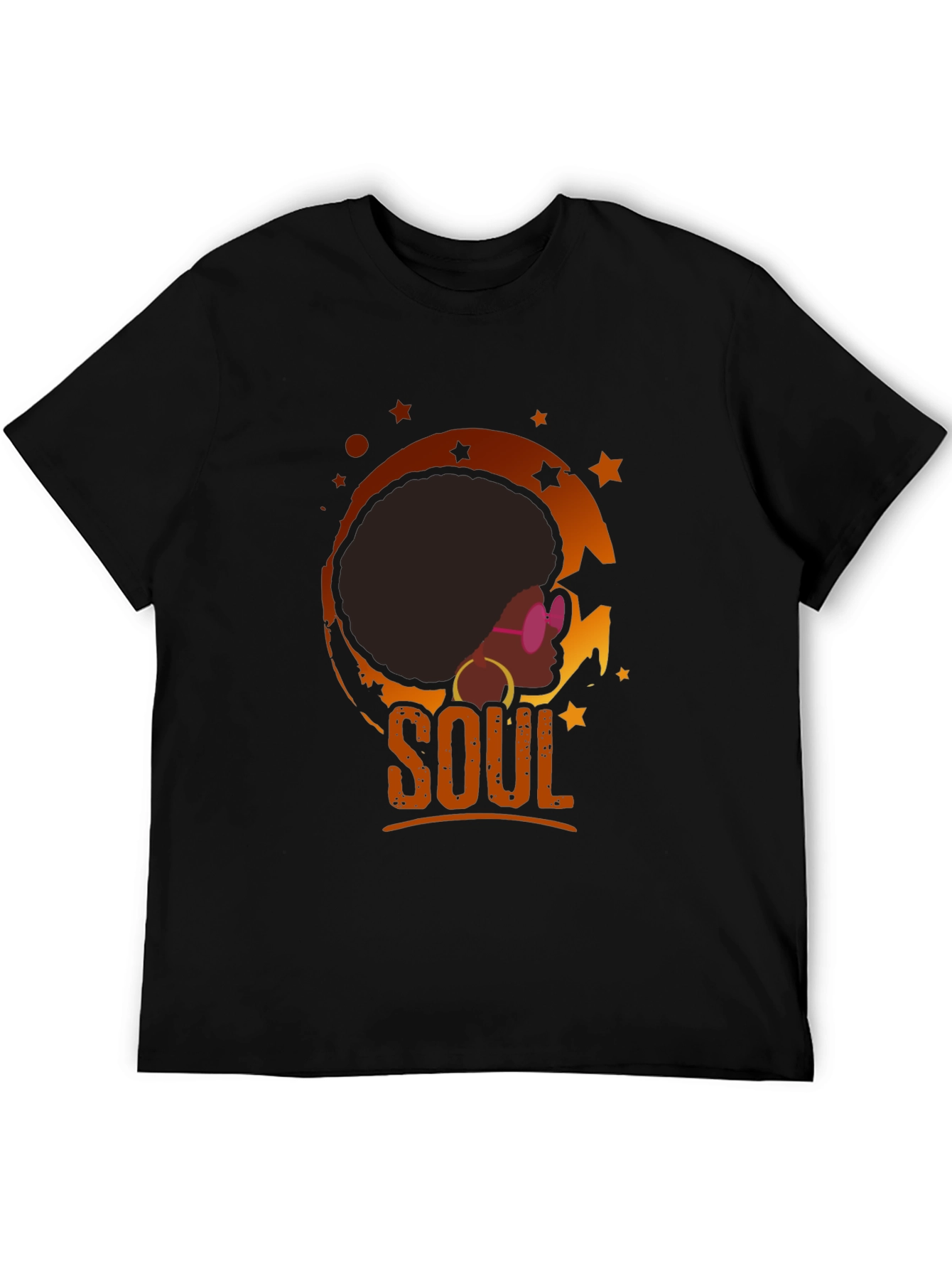 Soulful Afro T-Shirt - Retro Black Tee