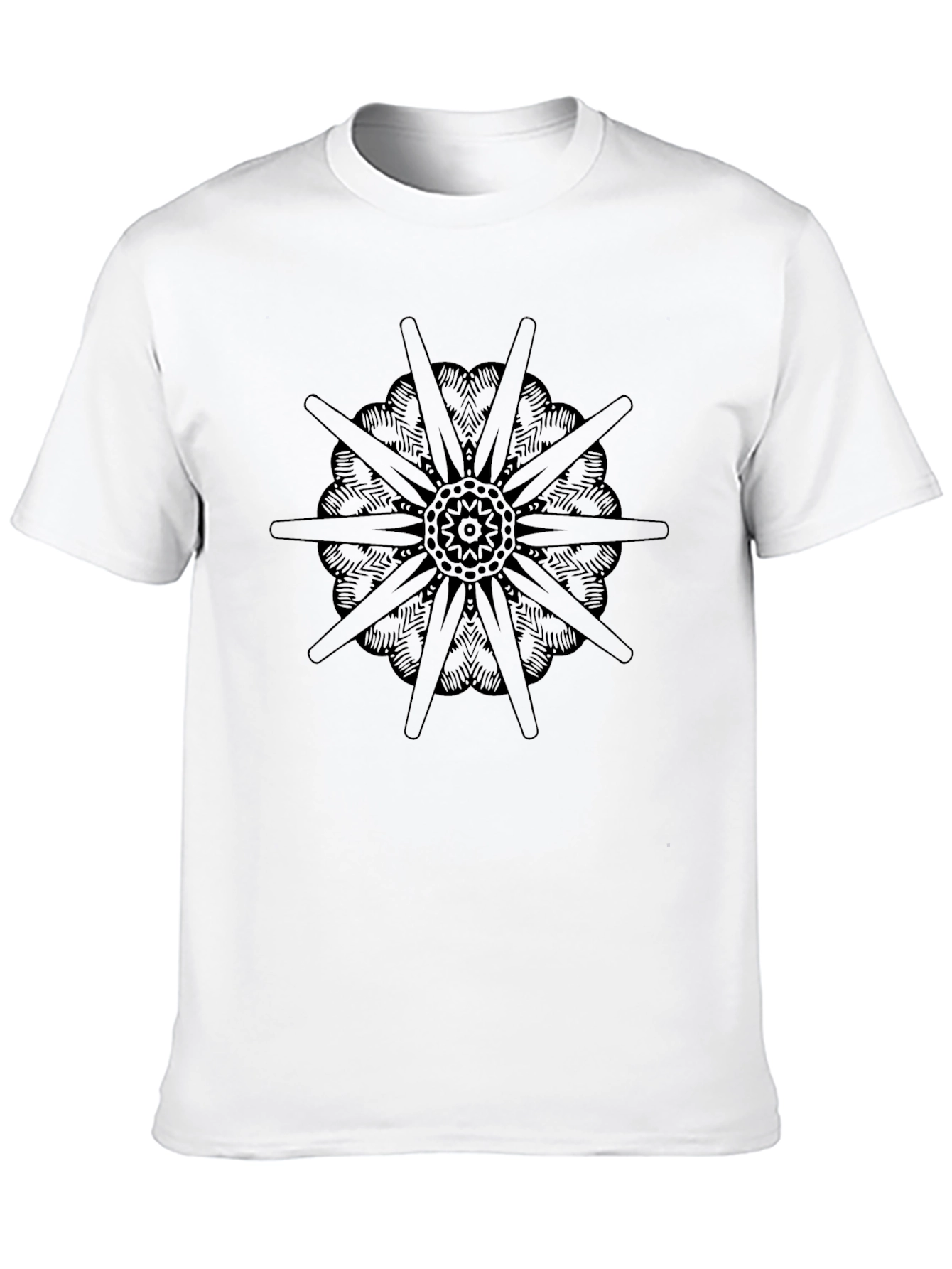 Black Graphic Tee: Mandala Design