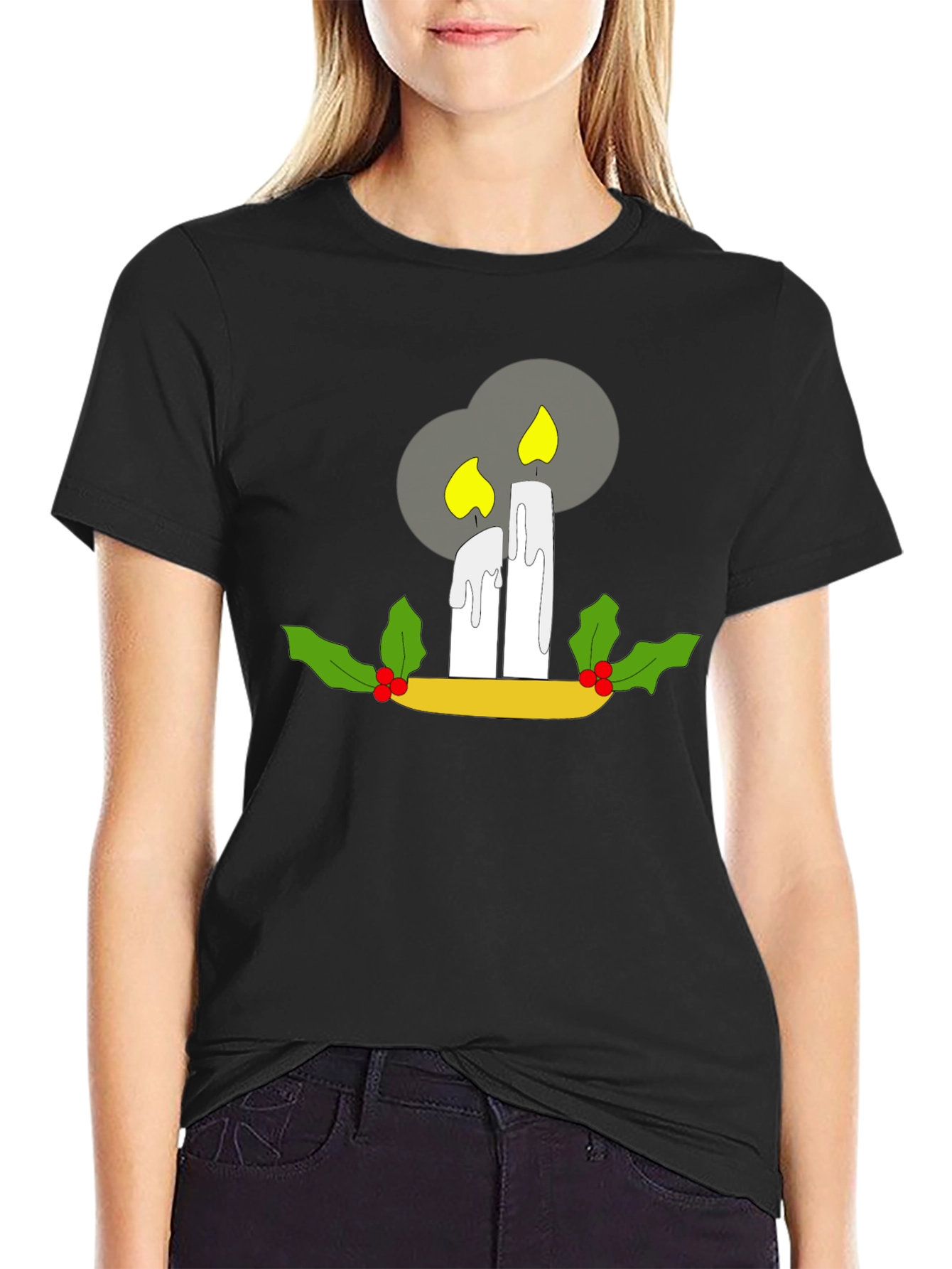 Festive Candle T-Shirt - Holiday Cheer
