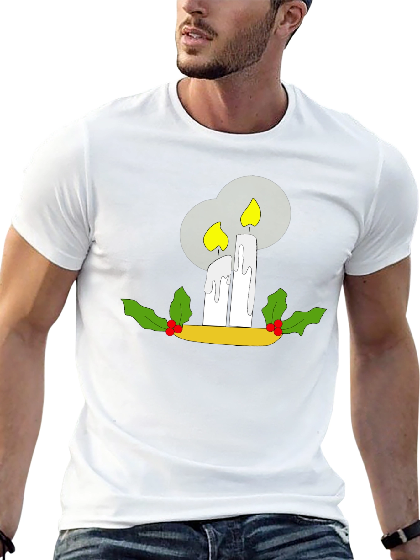 Festive Candle T-Shirt - Holiday Cheer