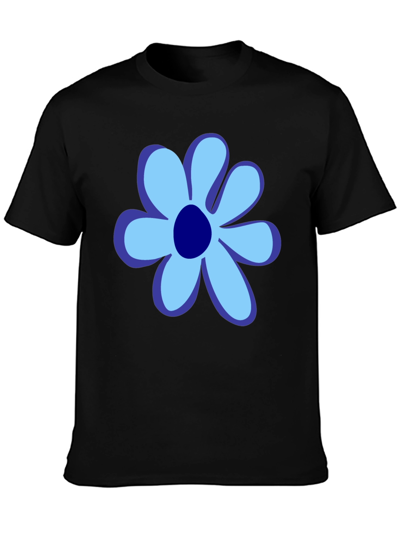 Blue Flower Graphic Tee - Stylish Unisex Cotton T-Shirt
