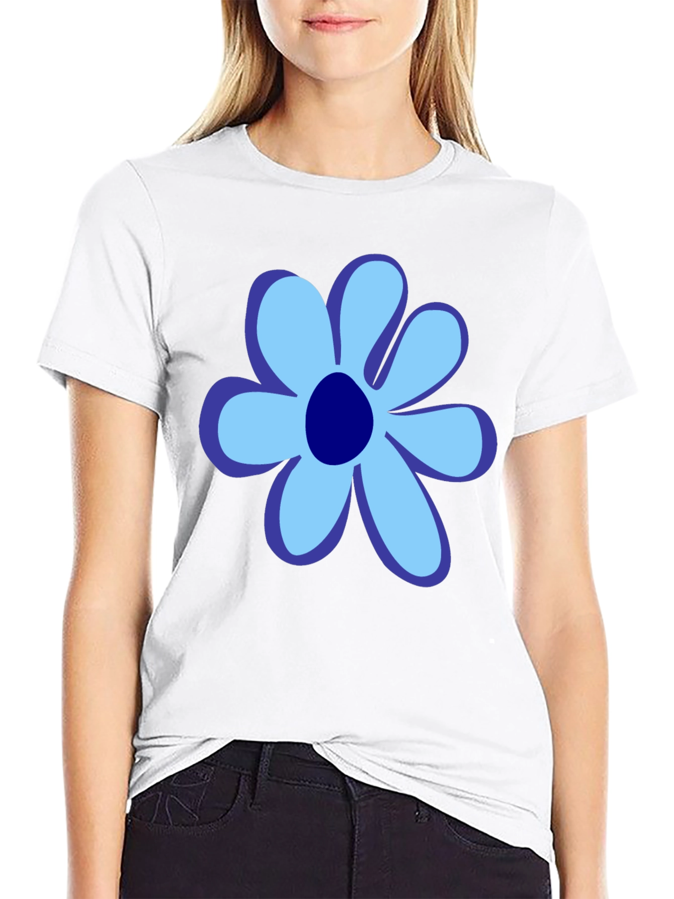 Blue Flower Graphic Tee - Stylish Unisex Cotton T-Shirt