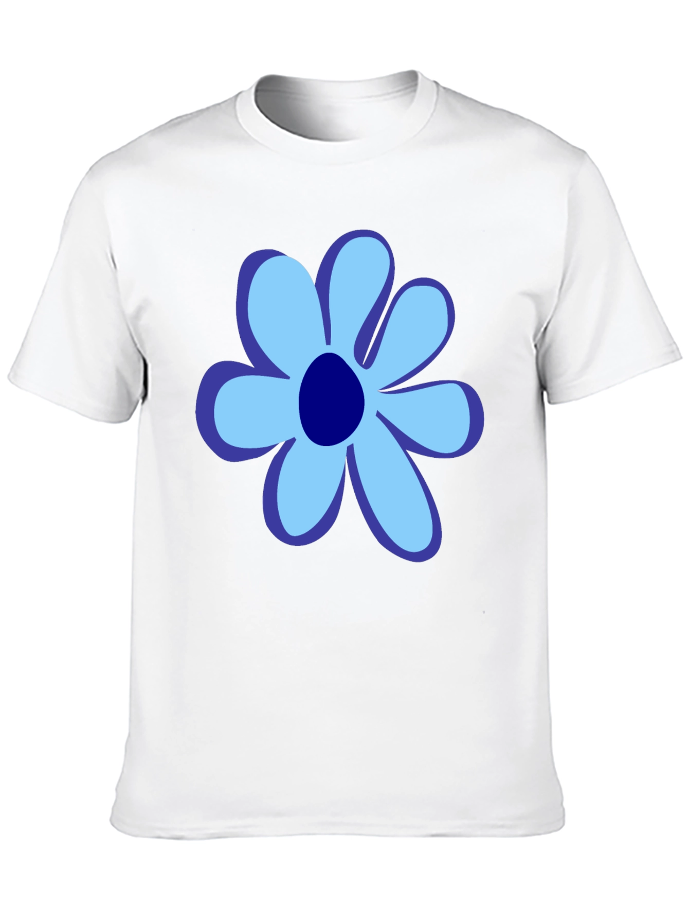 Blue Flower Graphic Tee - Stylish Unisex Cotton T-Shirt