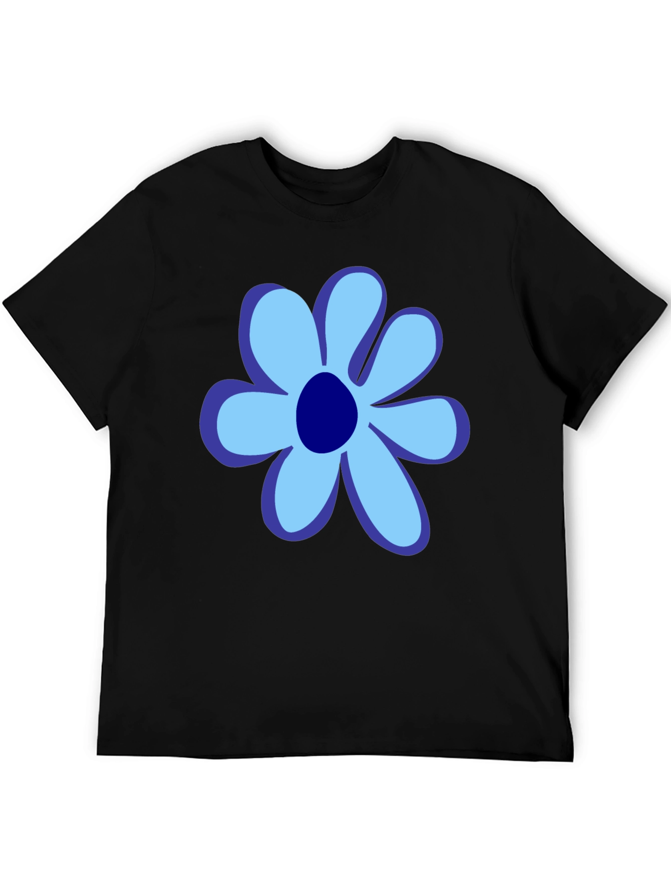 Blue Flower Graphic Tee - Stylish Unisex Cotton T-Shirt
