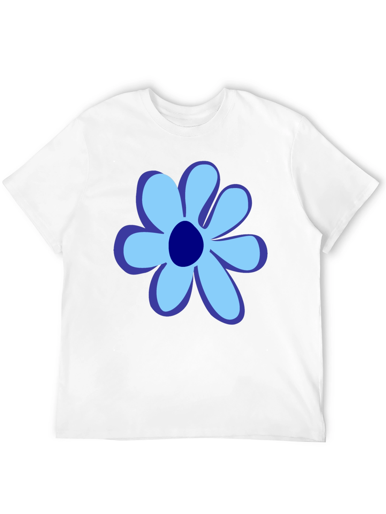 Blue Flower Graphic Tee - Stylish Unisex Cotton T-Shirt